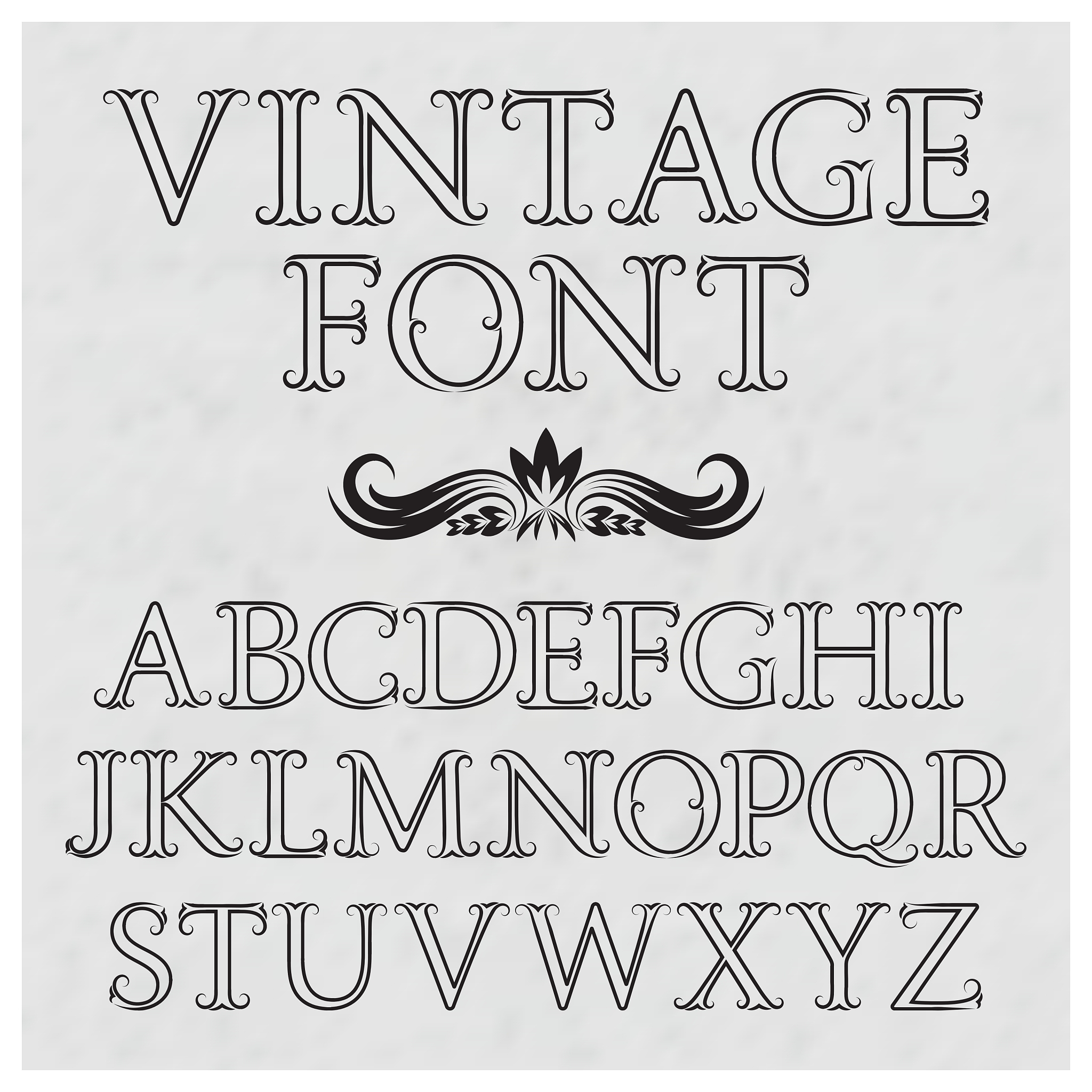 vintage letters with flourishes vintage font in