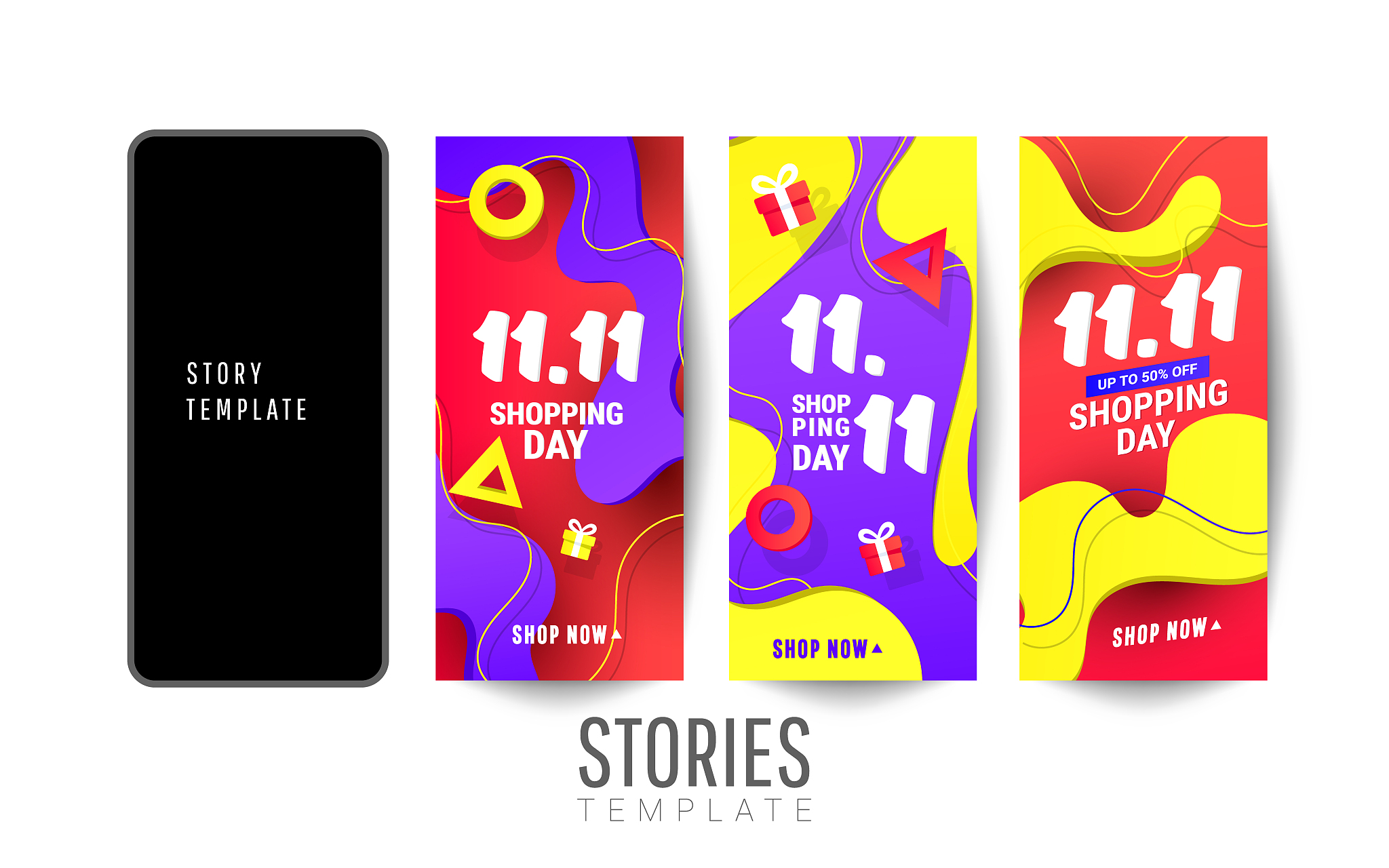 shopping stories sale banner with plastic liquid gradient wave a