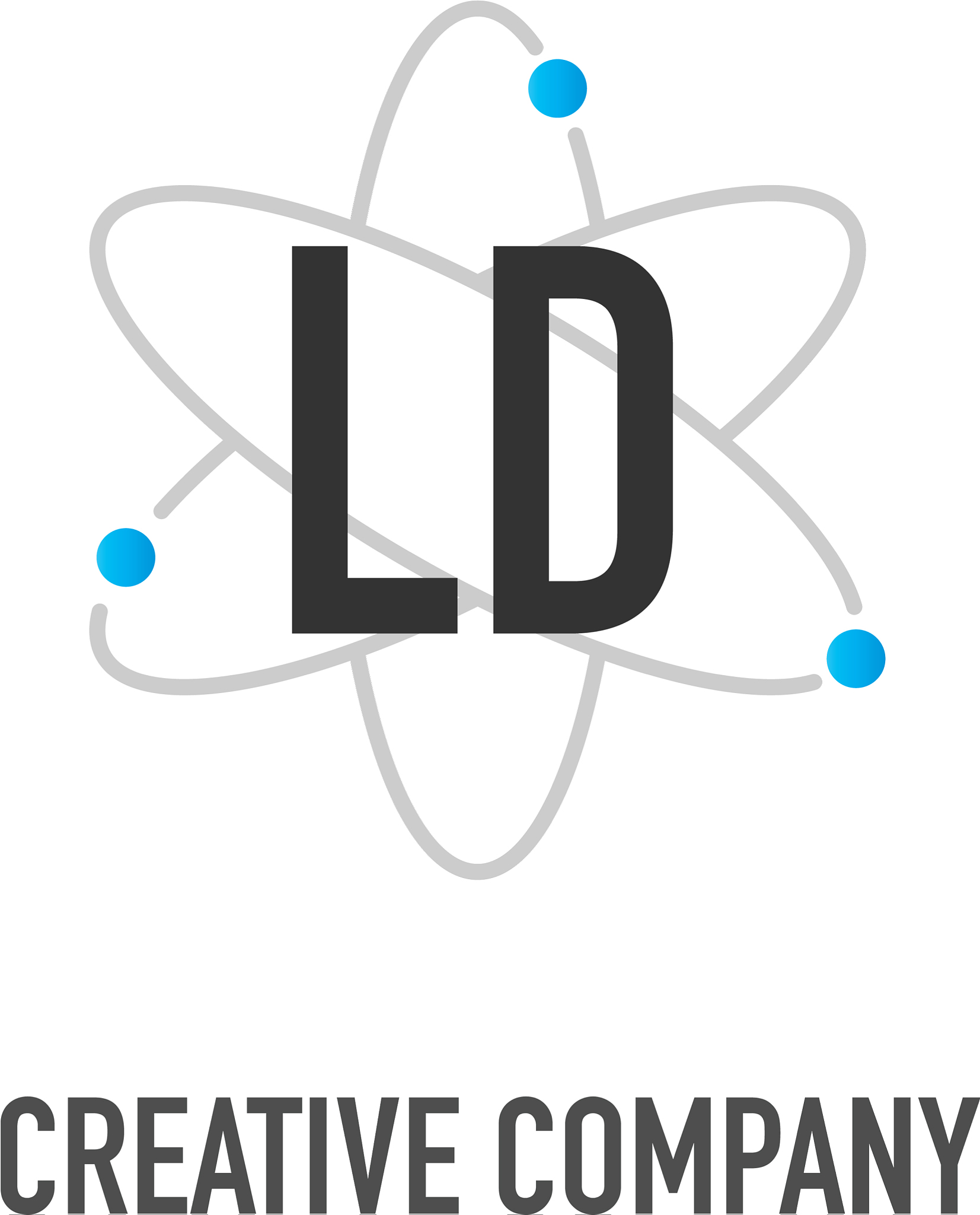 initial letter ld atom neutron design logo