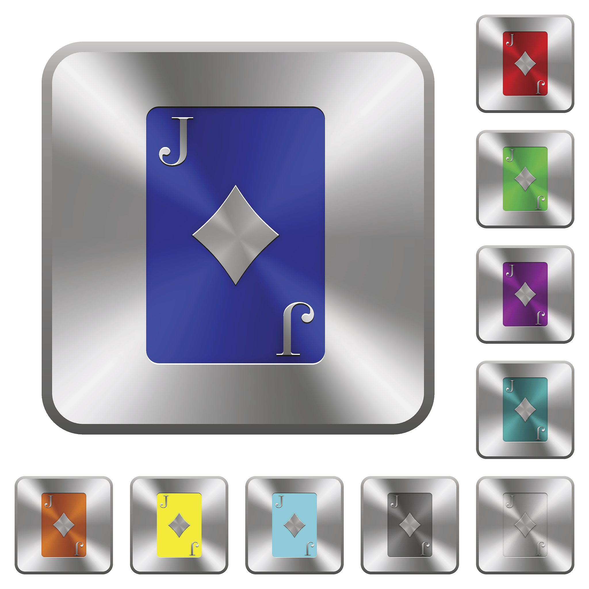 jack of diamonds card rounded square steel buttons