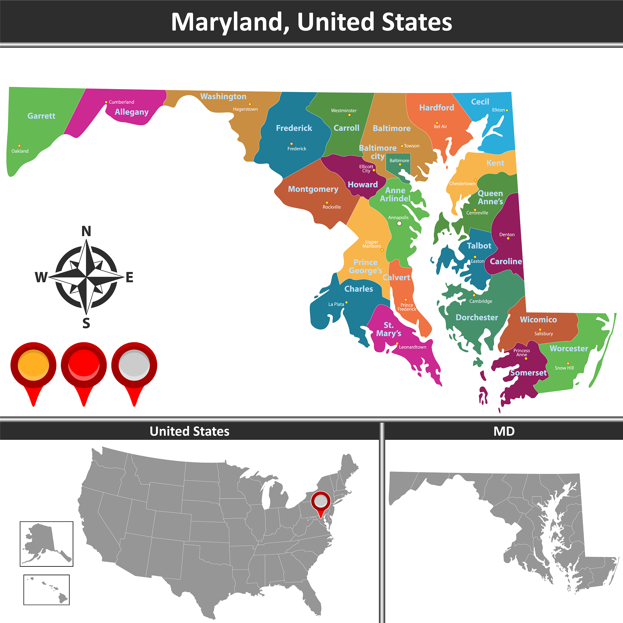 map of mar<strong>y</strong>land us