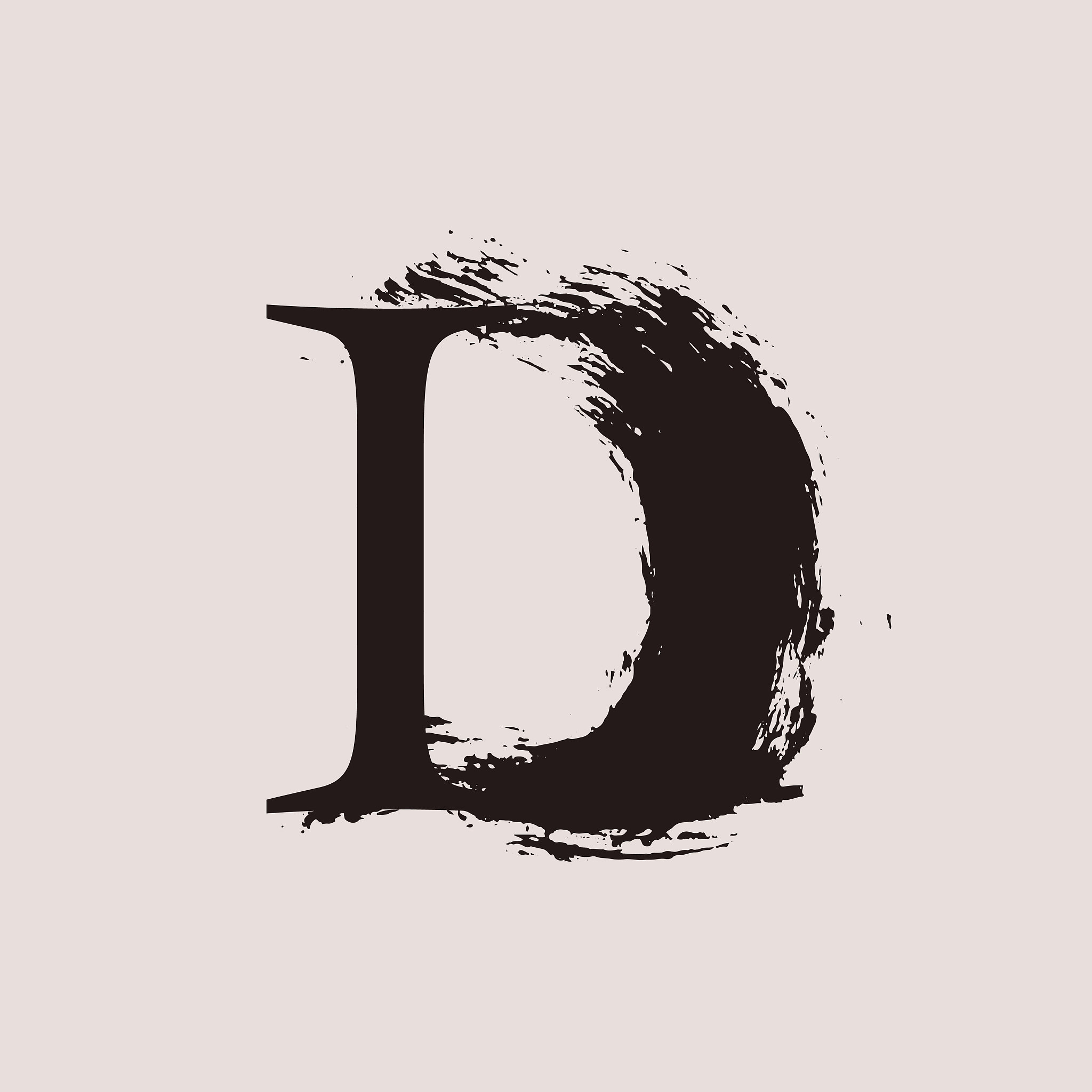 d letter logo. custom serif style lettering with hand drawn brus