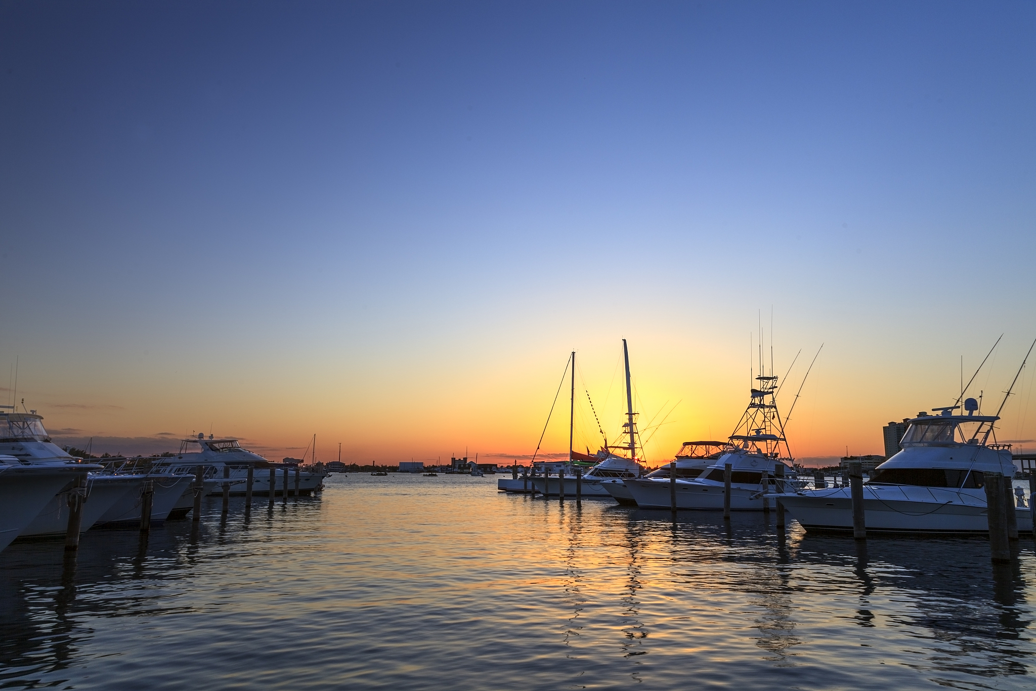sunrise at a marina near riviera beach, florida