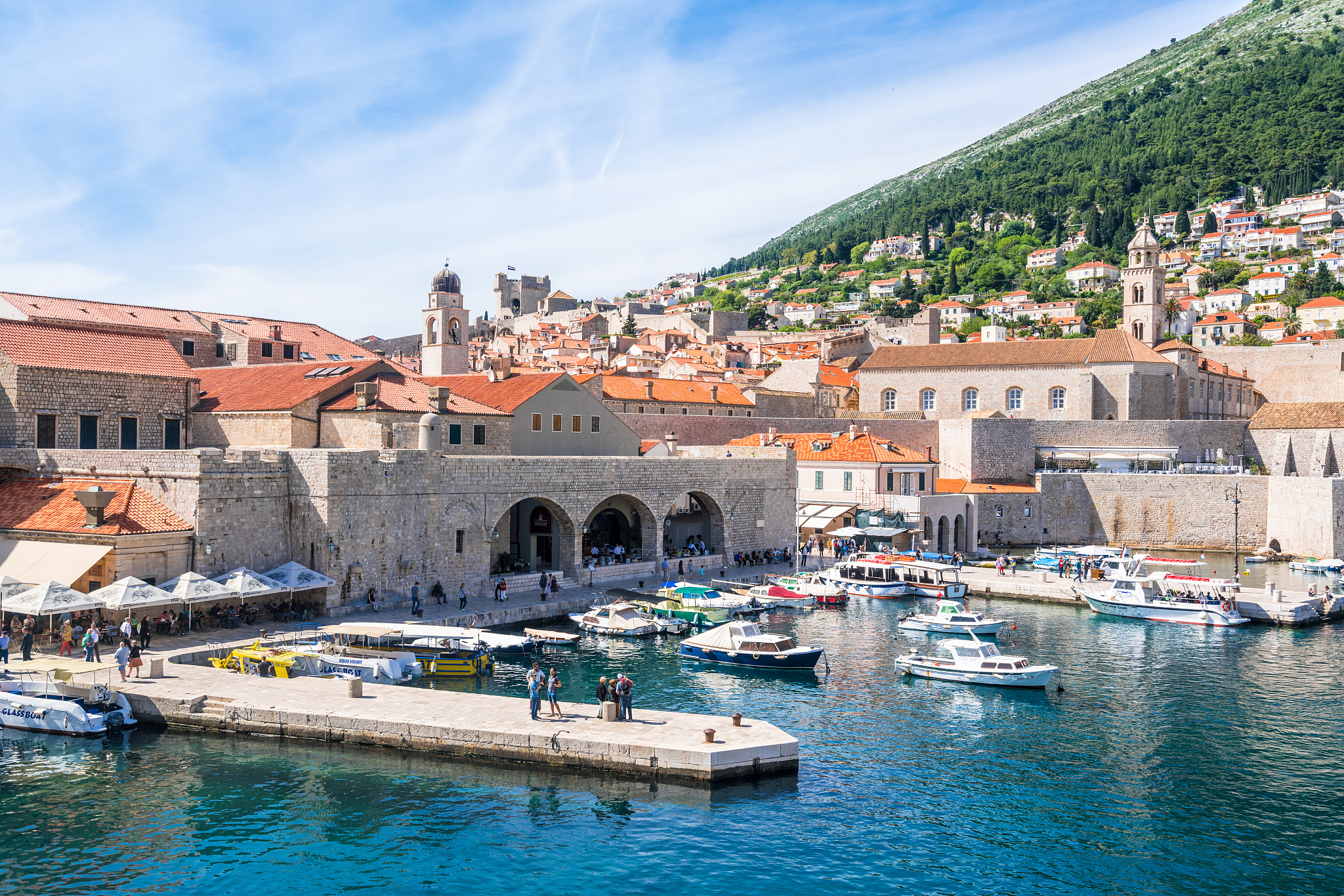 dubrovnik old town, picturesque port with boats