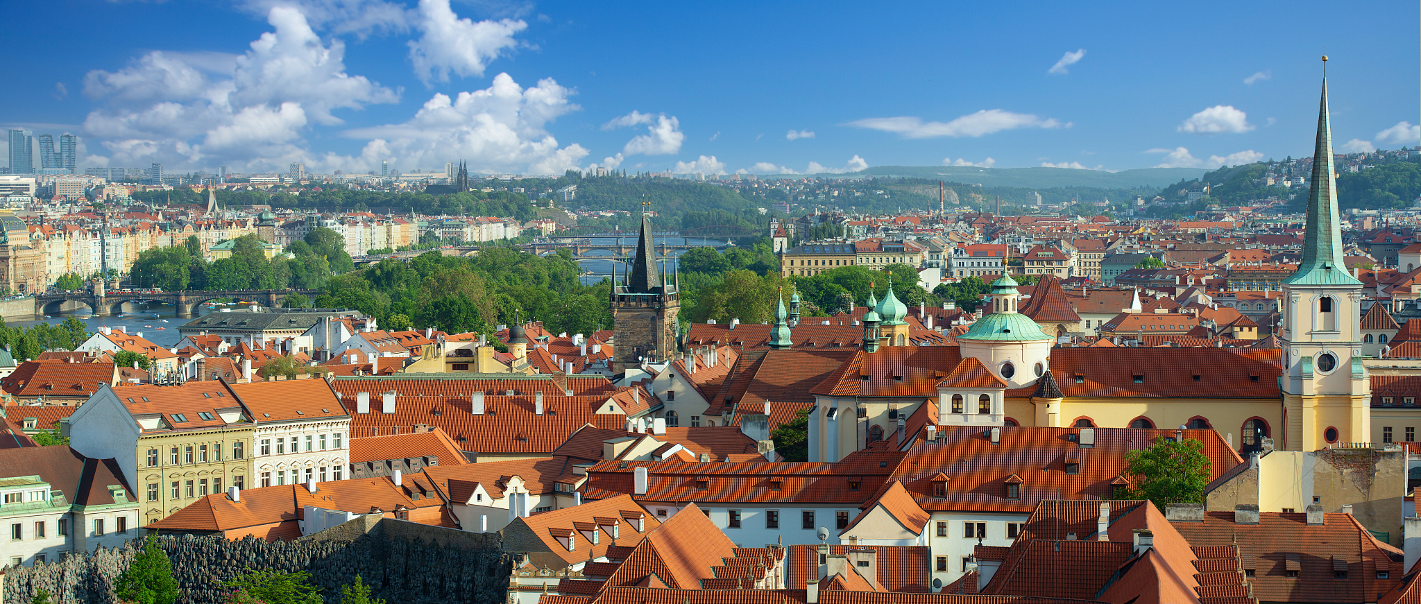 prague cityscape panorama, view of the old town prague, czech re