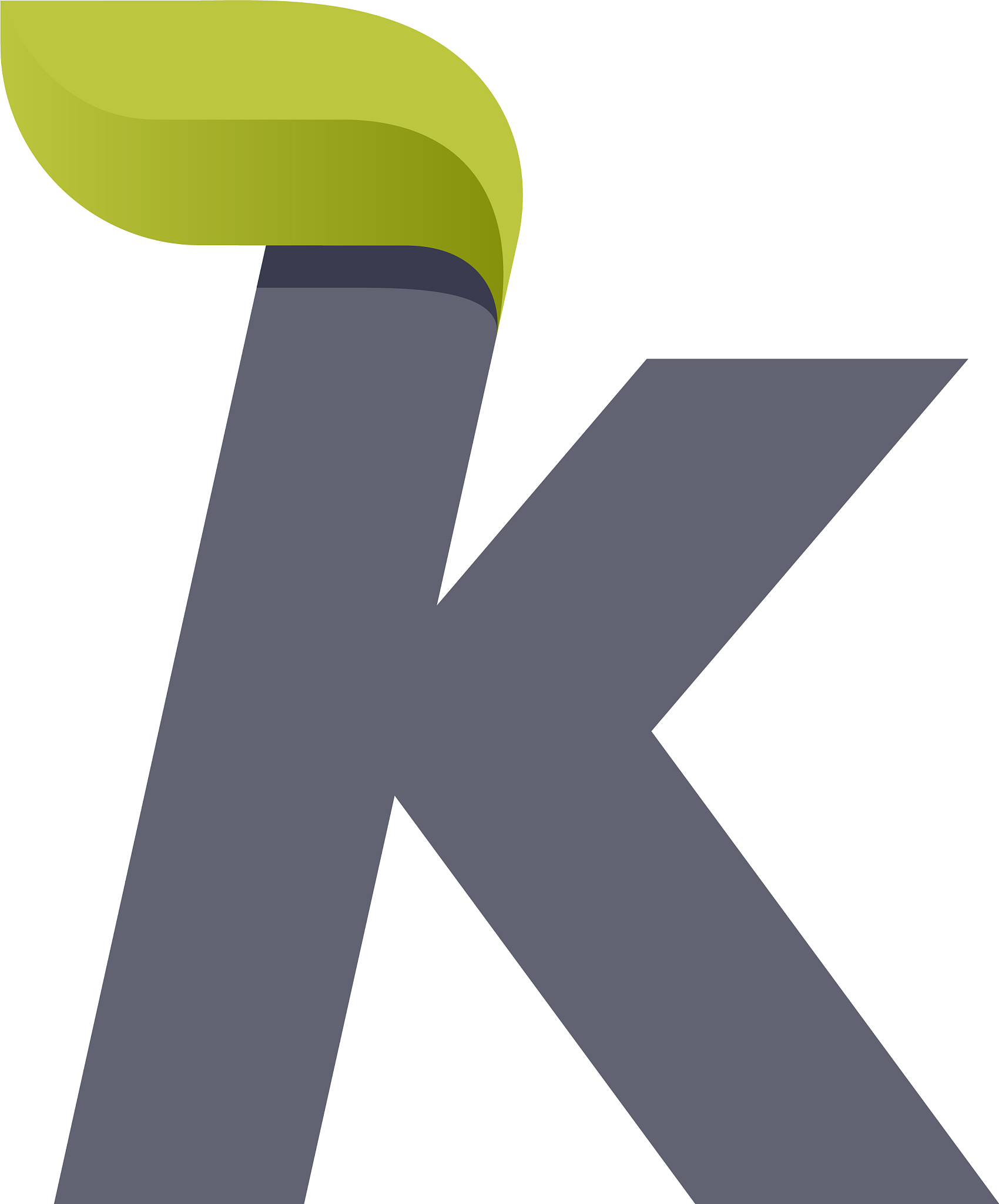 k letter eco logo with green leaf