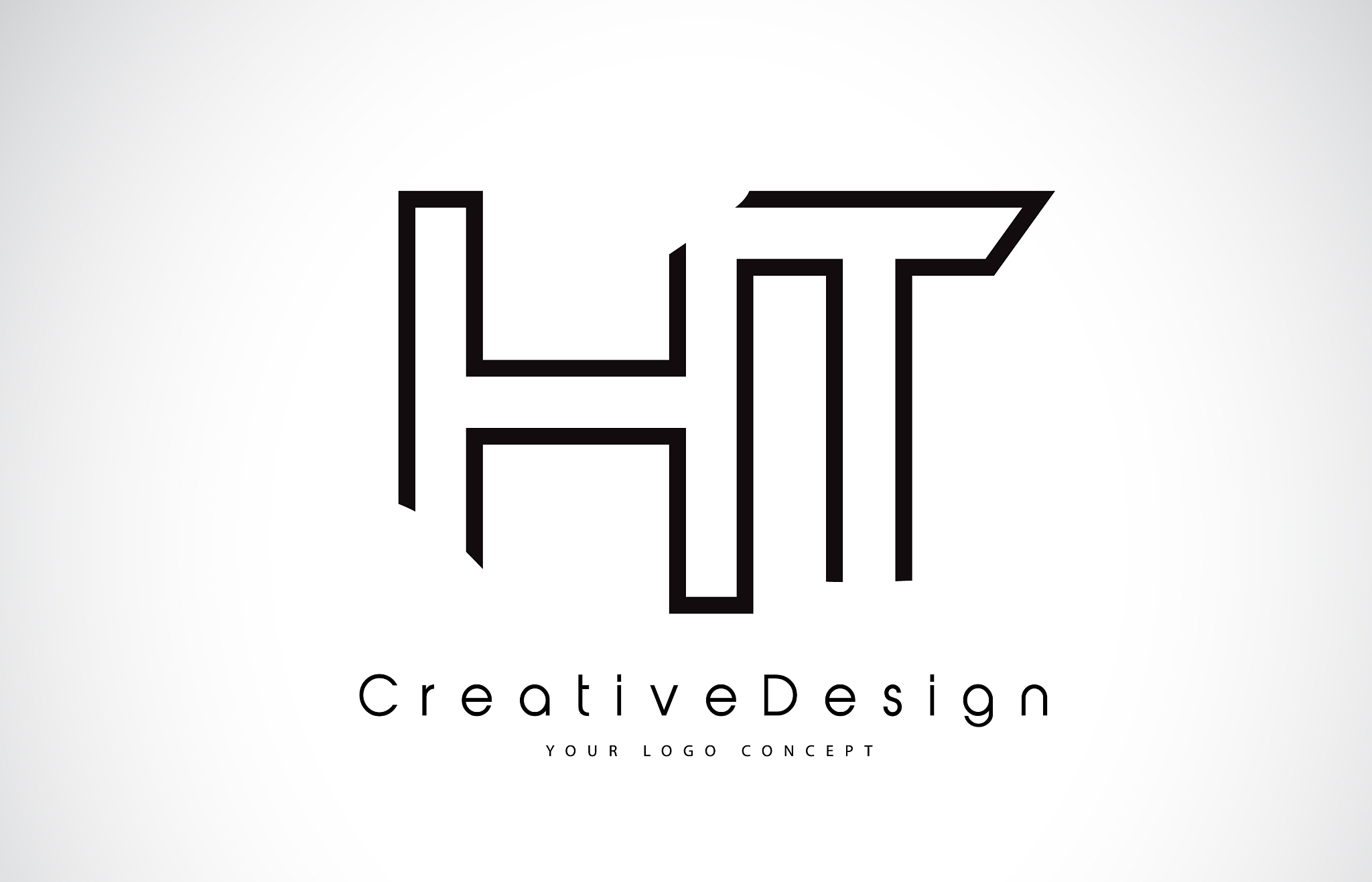 ht h t letter logo design in black colors