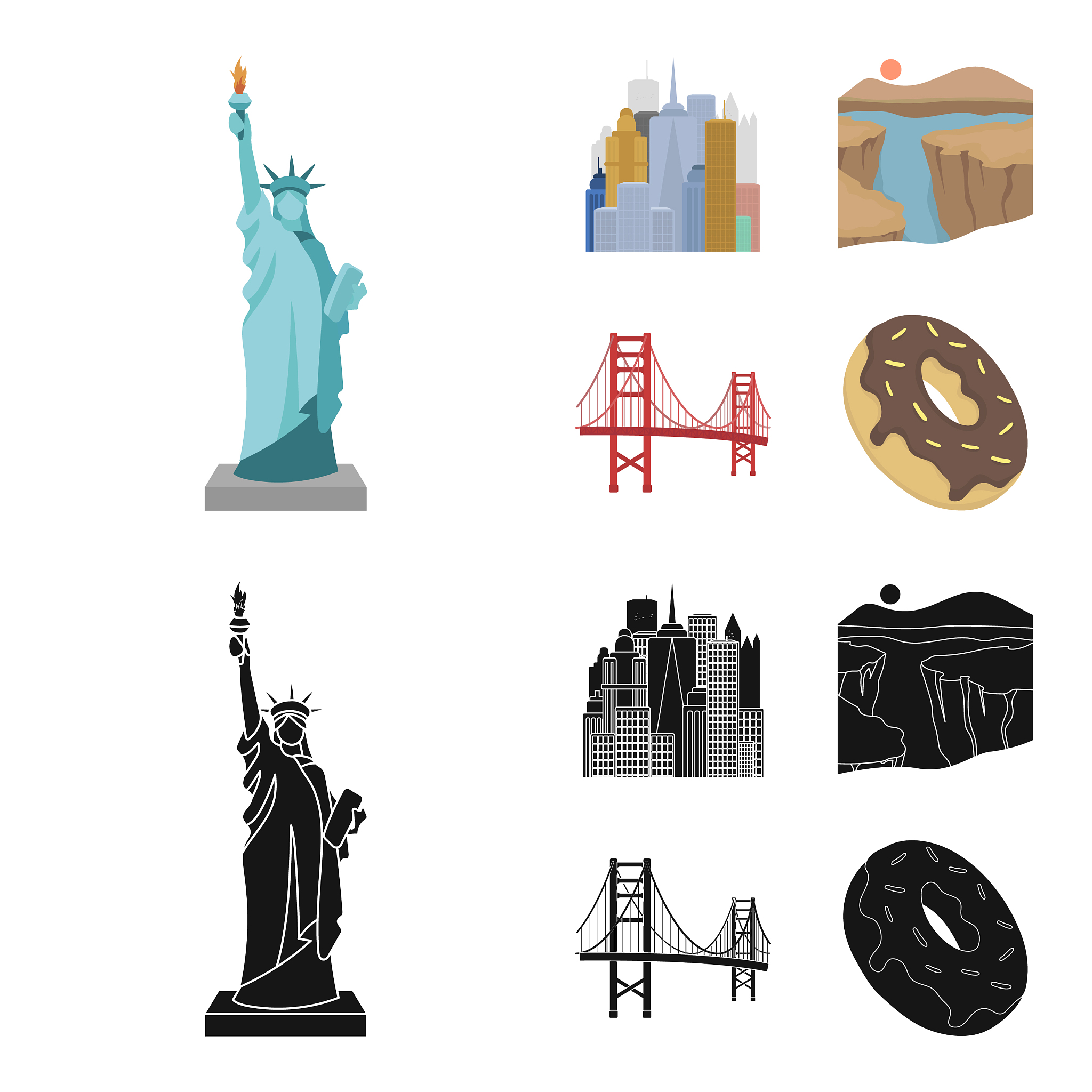 a megacity a grand canyon a golden gate bridge