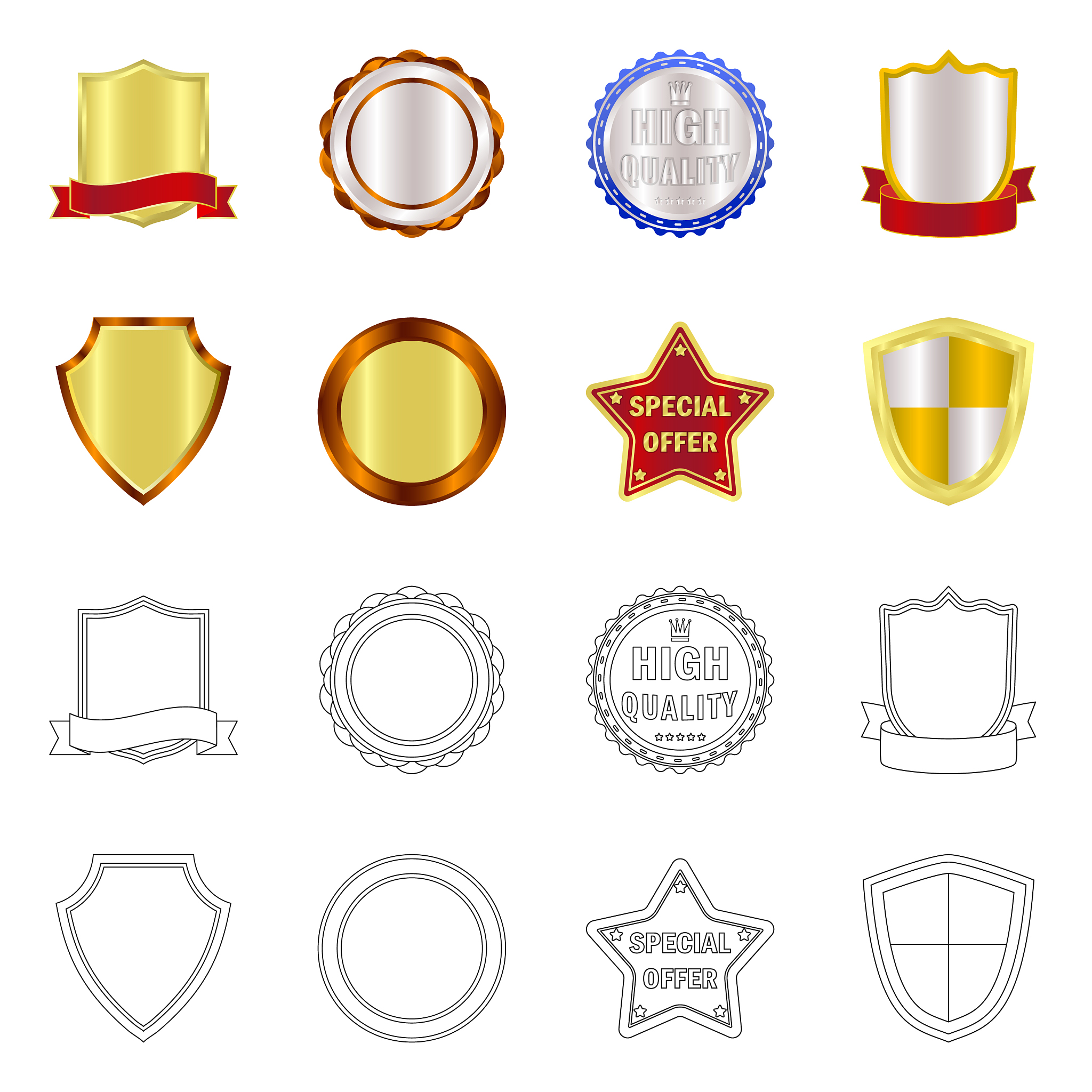 design of emblem and badge logo set of