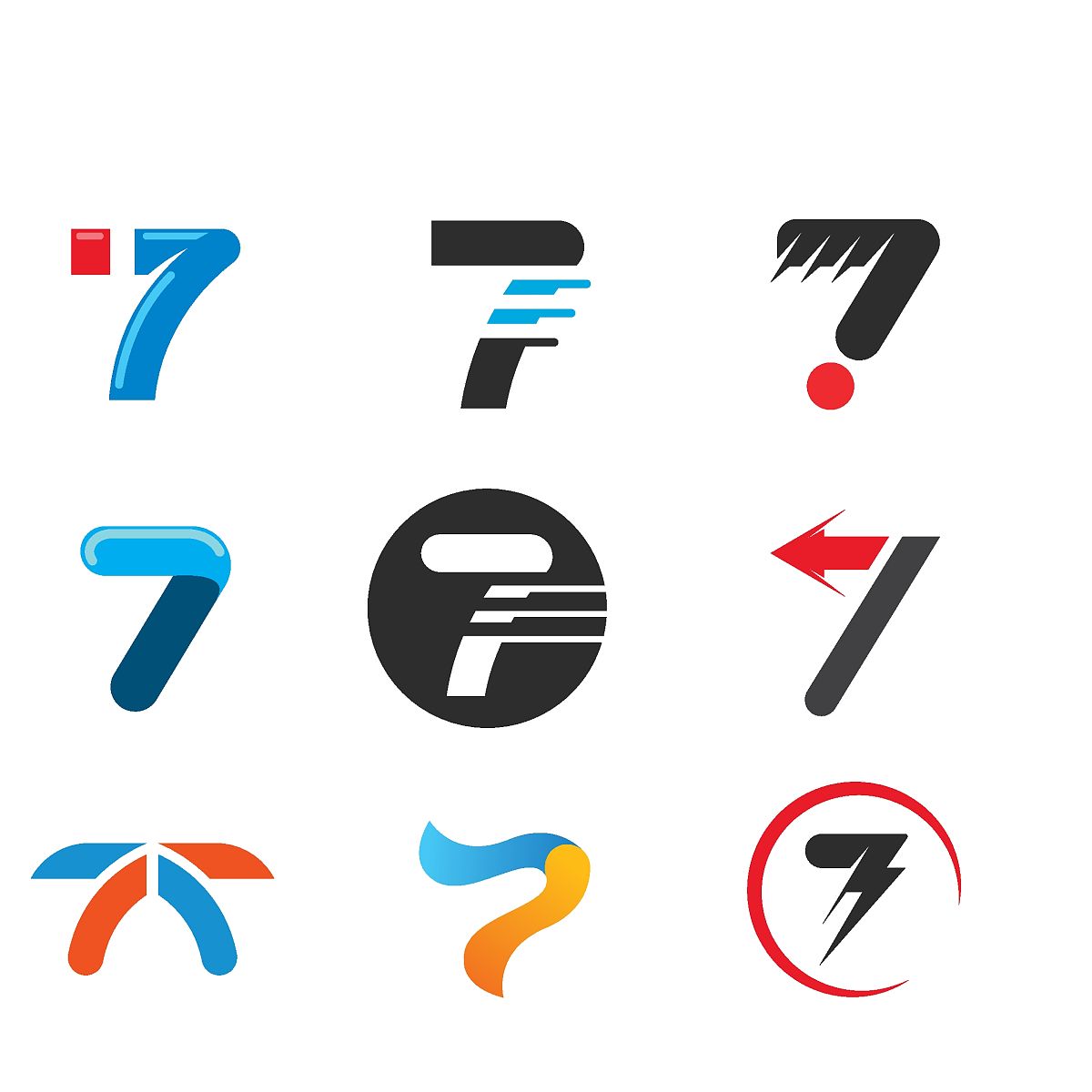 数字7图标矢量插图设计