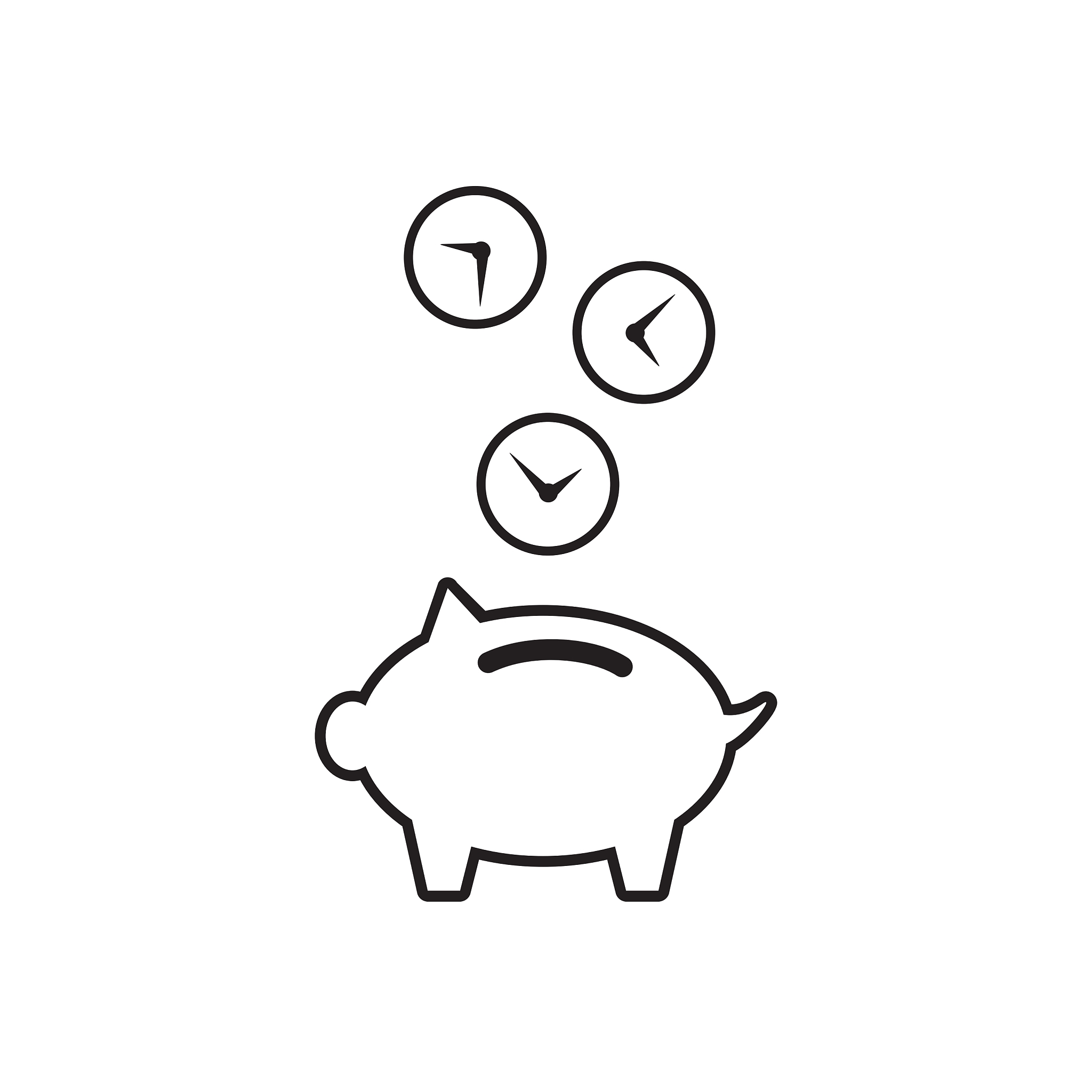 time is money piggy bank icon