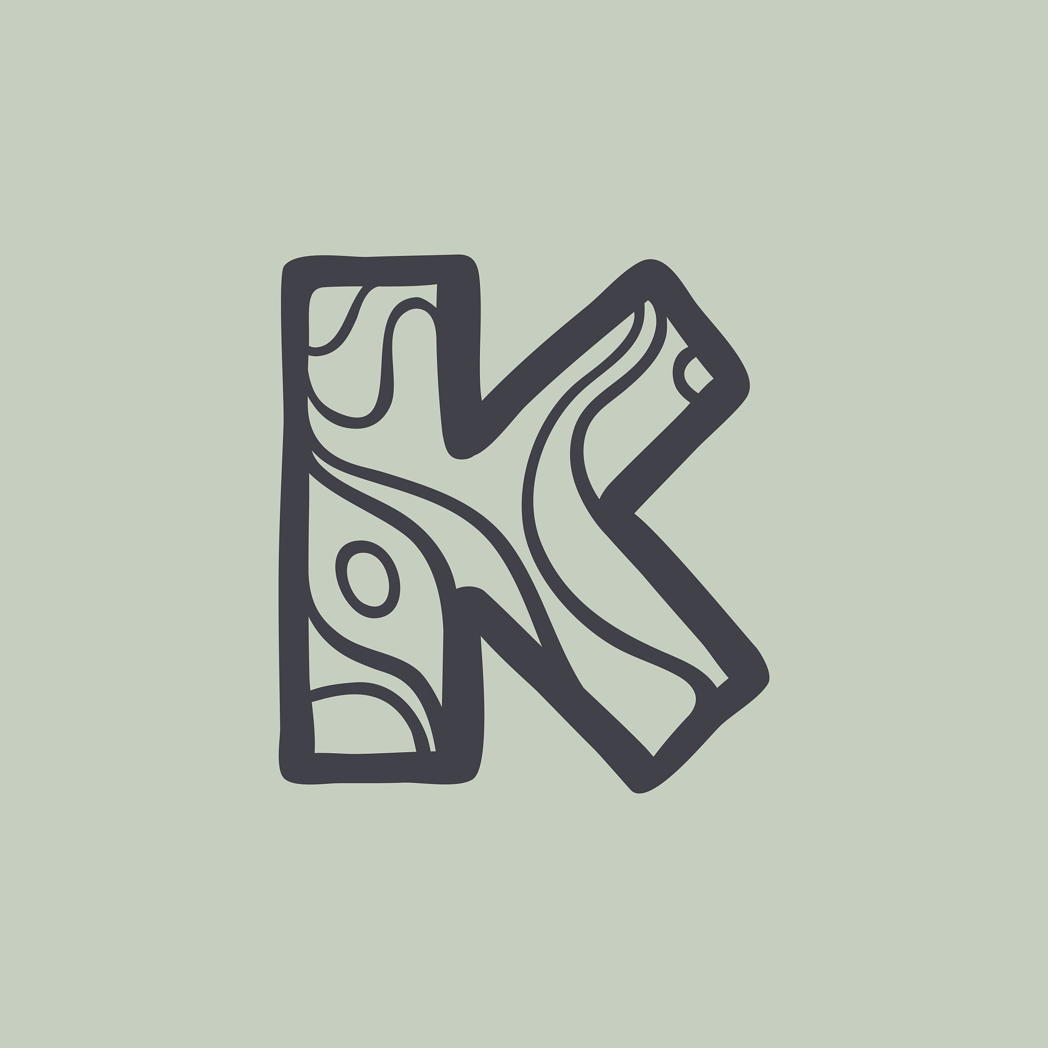 letter k logo with waves line pattern.