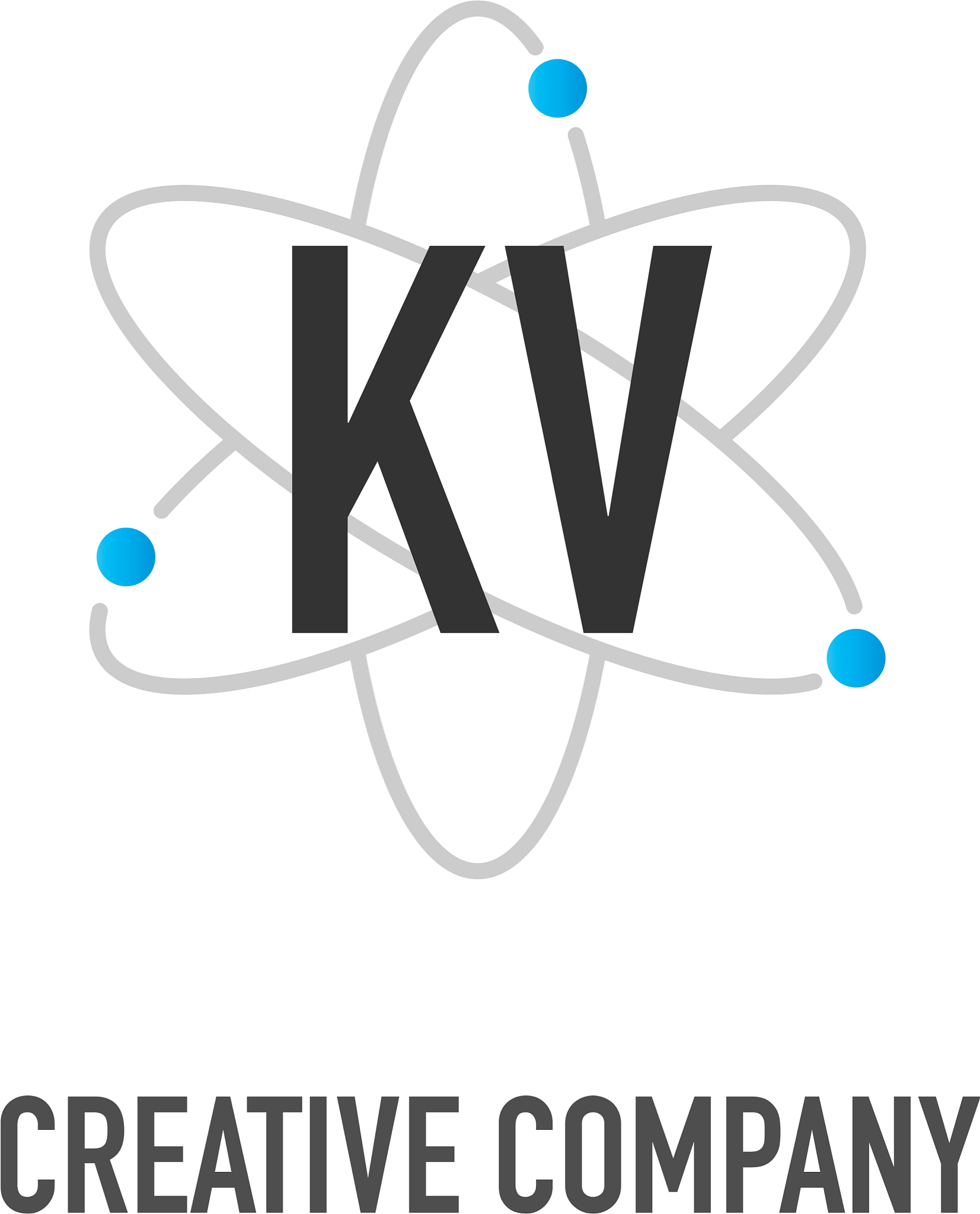 initial letter kv atom neutron design logo