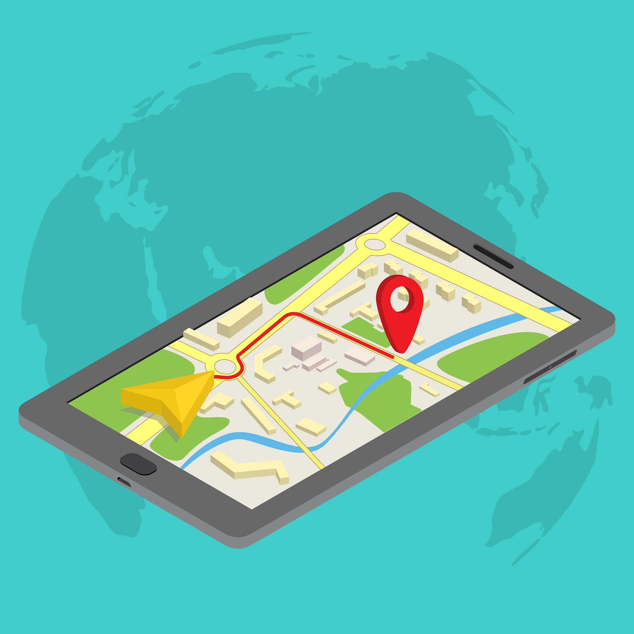 flat 3d isometric mobile gps navigation maps