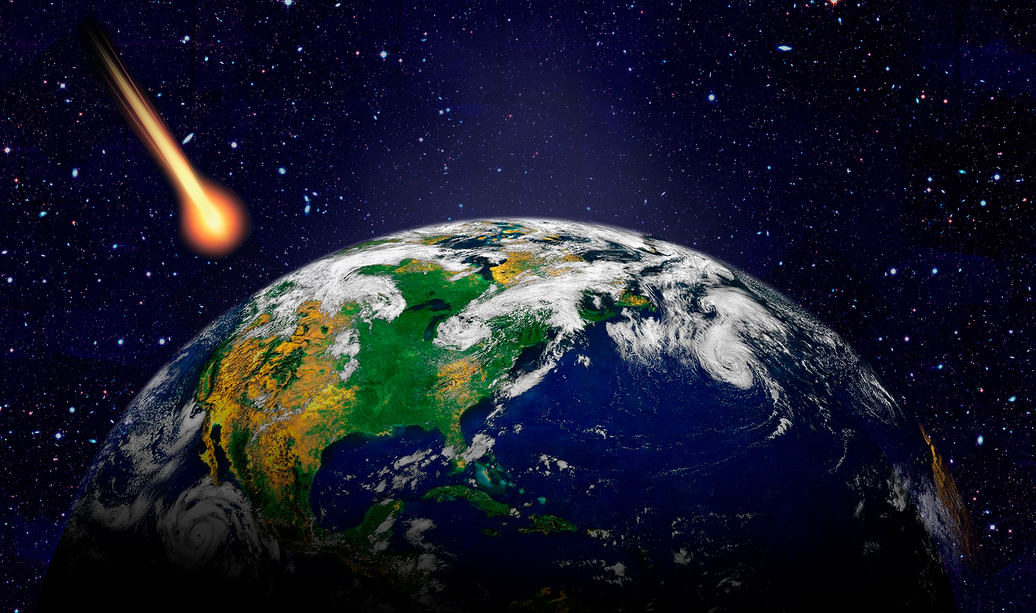 attack of the asteroid on the earth. elements of this image are 