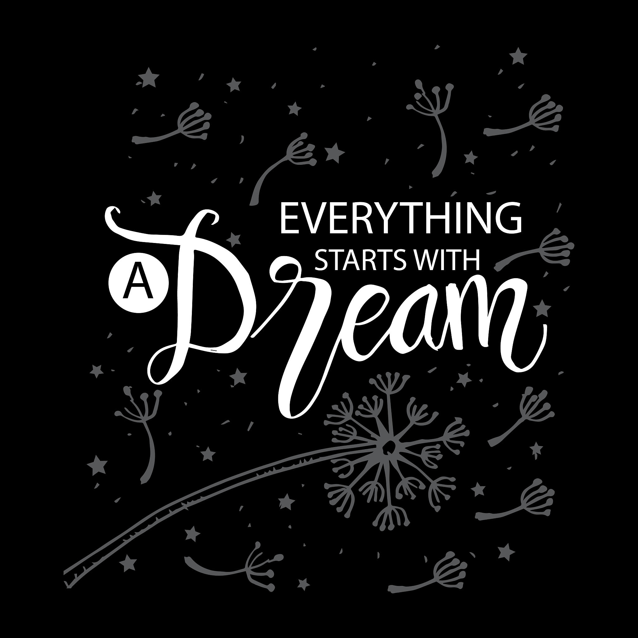 everything starts with a dream. motivational quote.