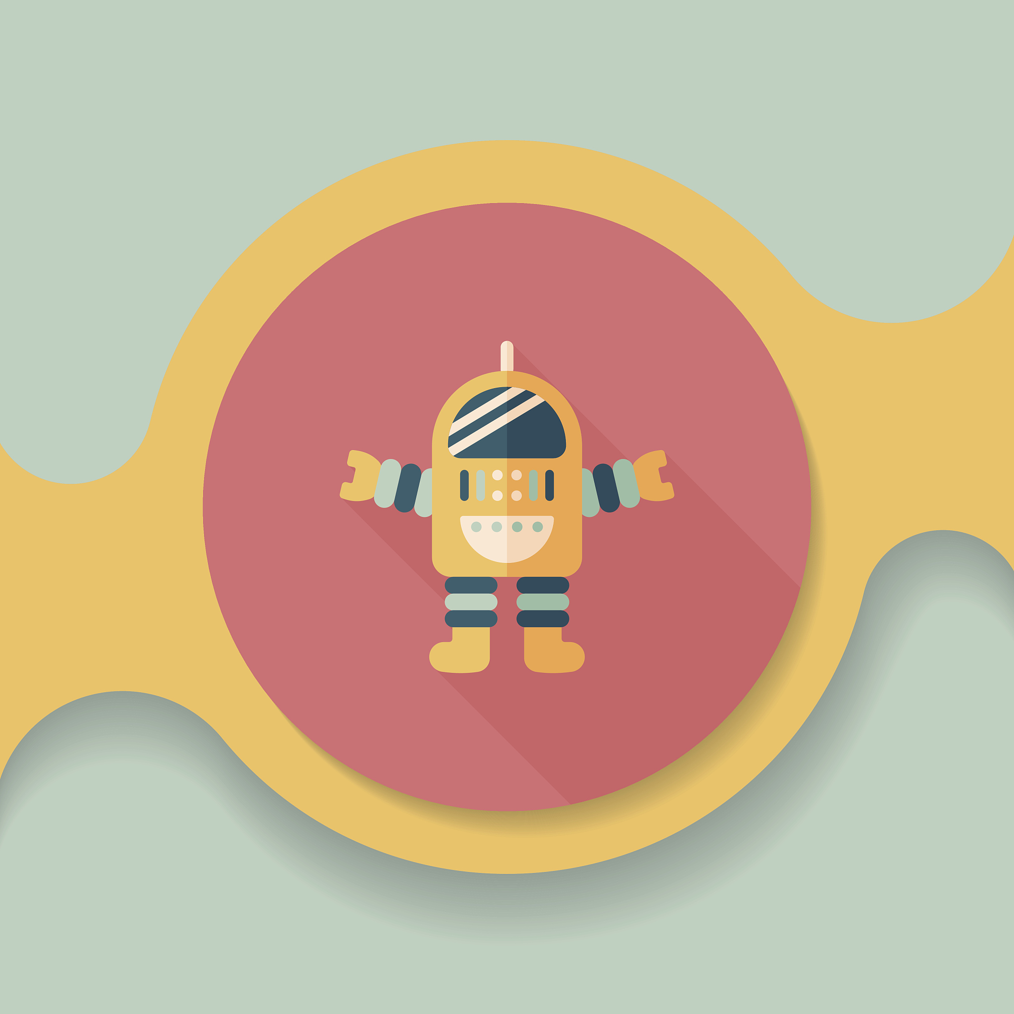 space robot flat icon with long shadow,eps10