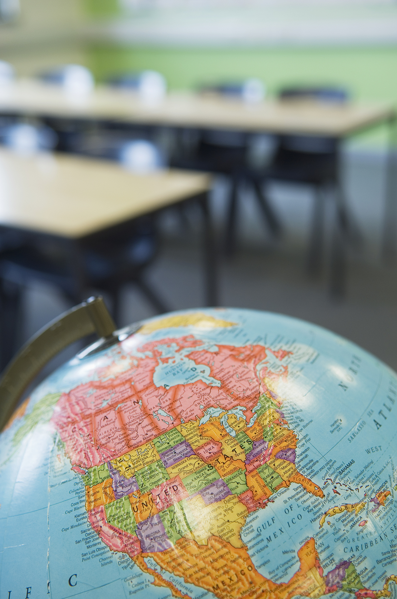 world globe in a school classroom
