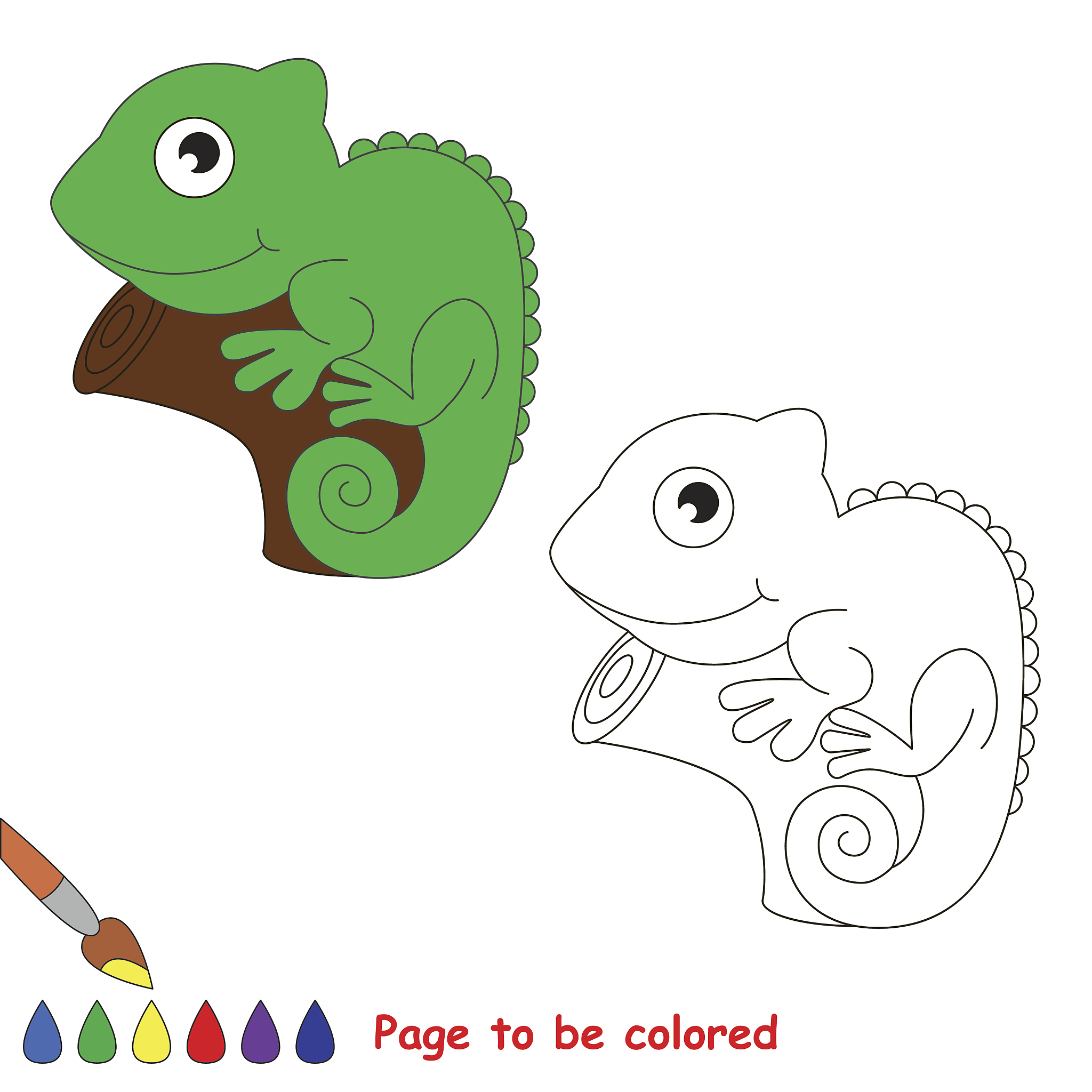 iguana cartoon. page to be colored