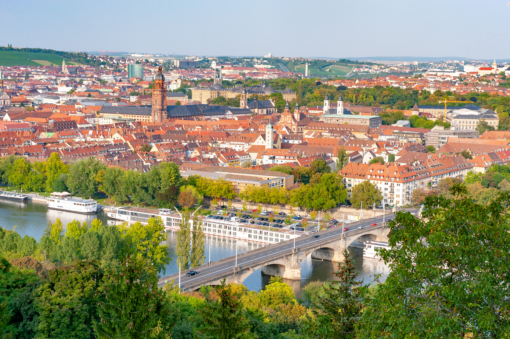 aerial city view of w眉rzburg looking from  k盲ppele sanctuary, 