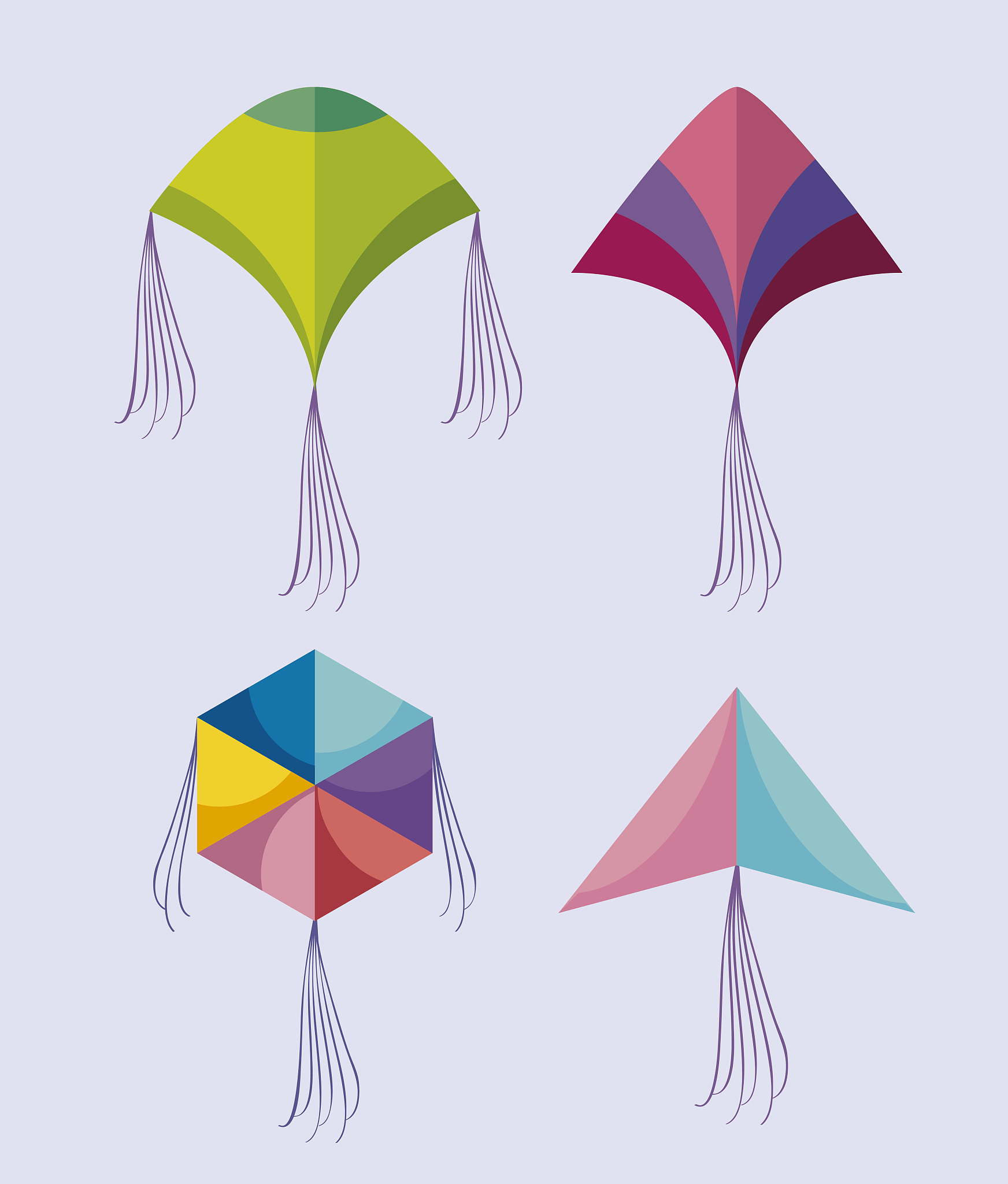 set of kites flying icon