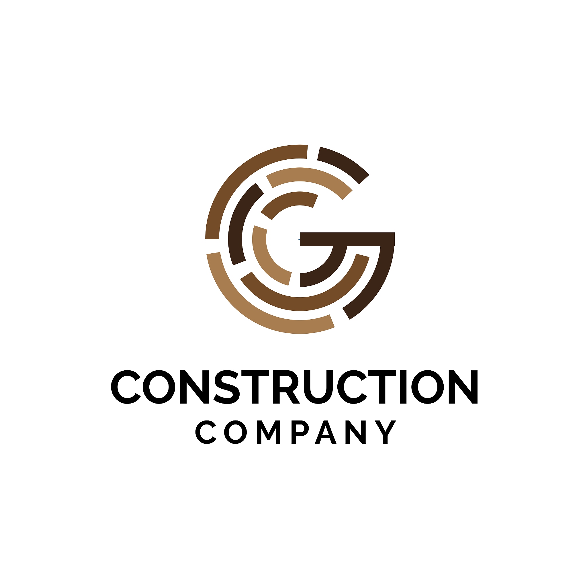 initial letter g in brown brick layer shapes construction logo d