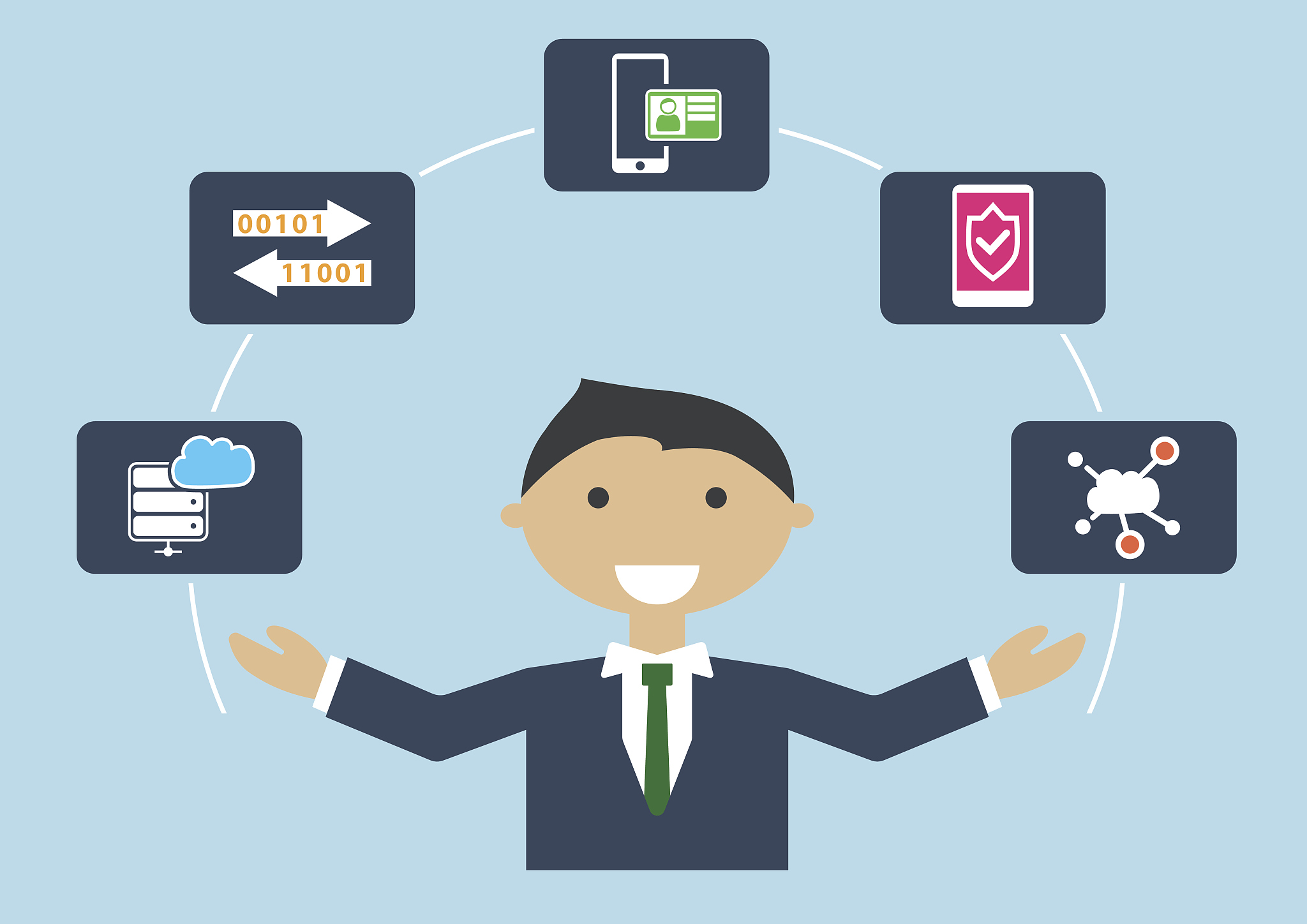 people at work: vector illustration of an it security expert