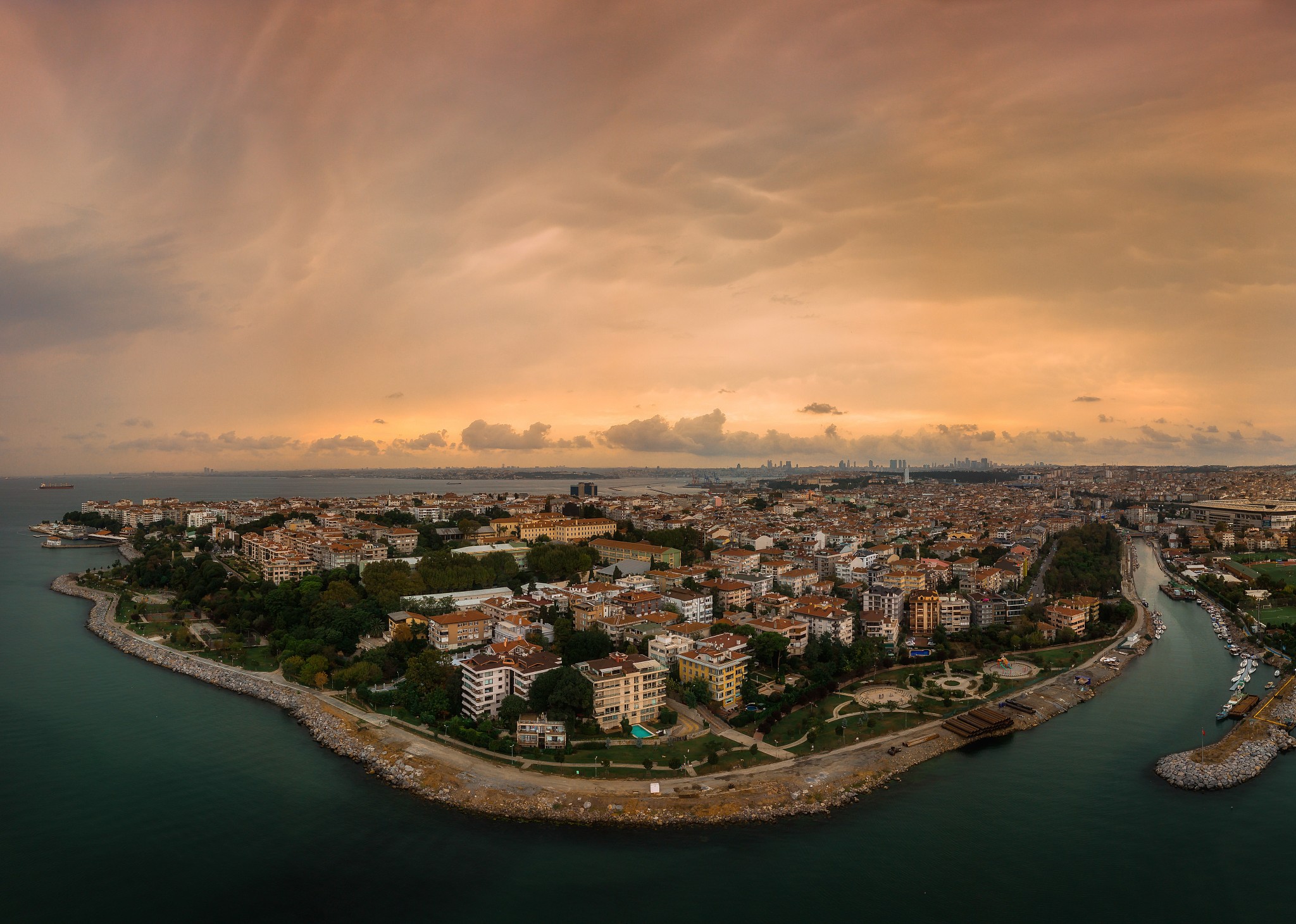 panoramic view of asian side of bosphorus.