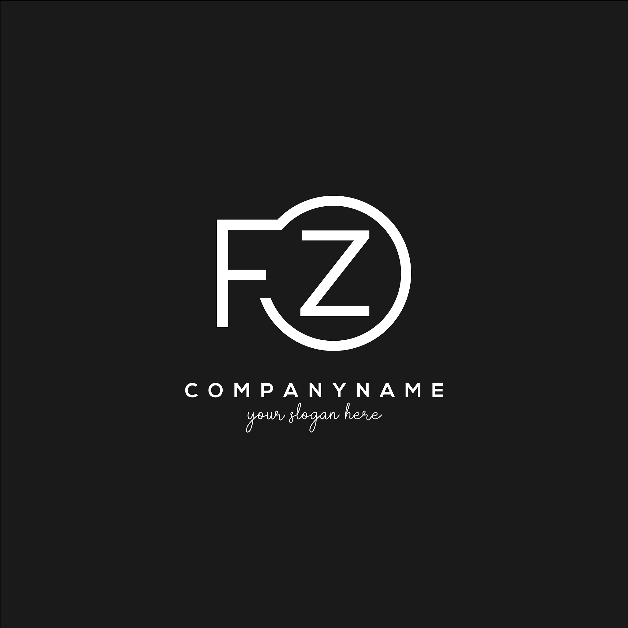 initial fz letter logo with circle template