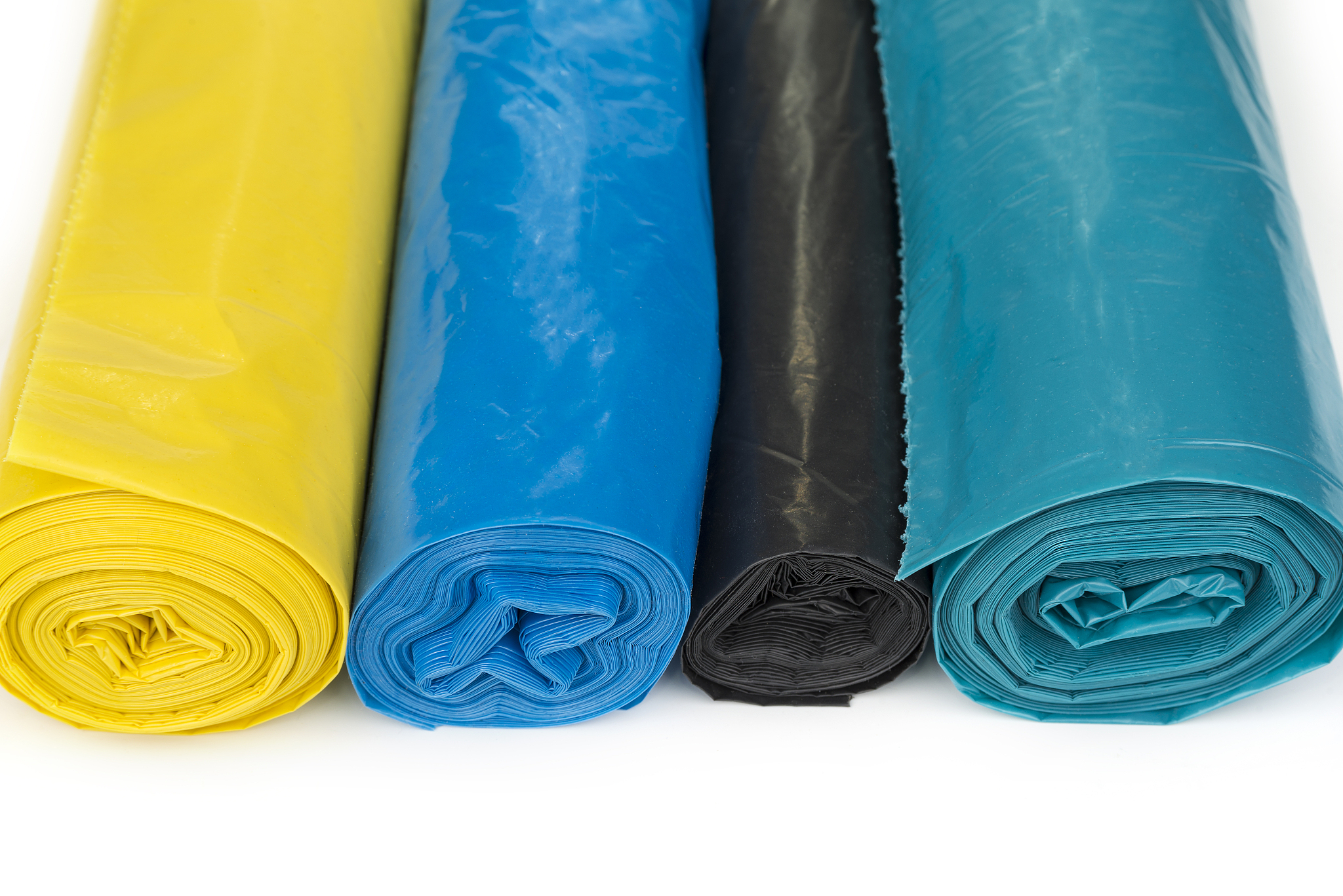 big unused garbage plastic bags on a white background