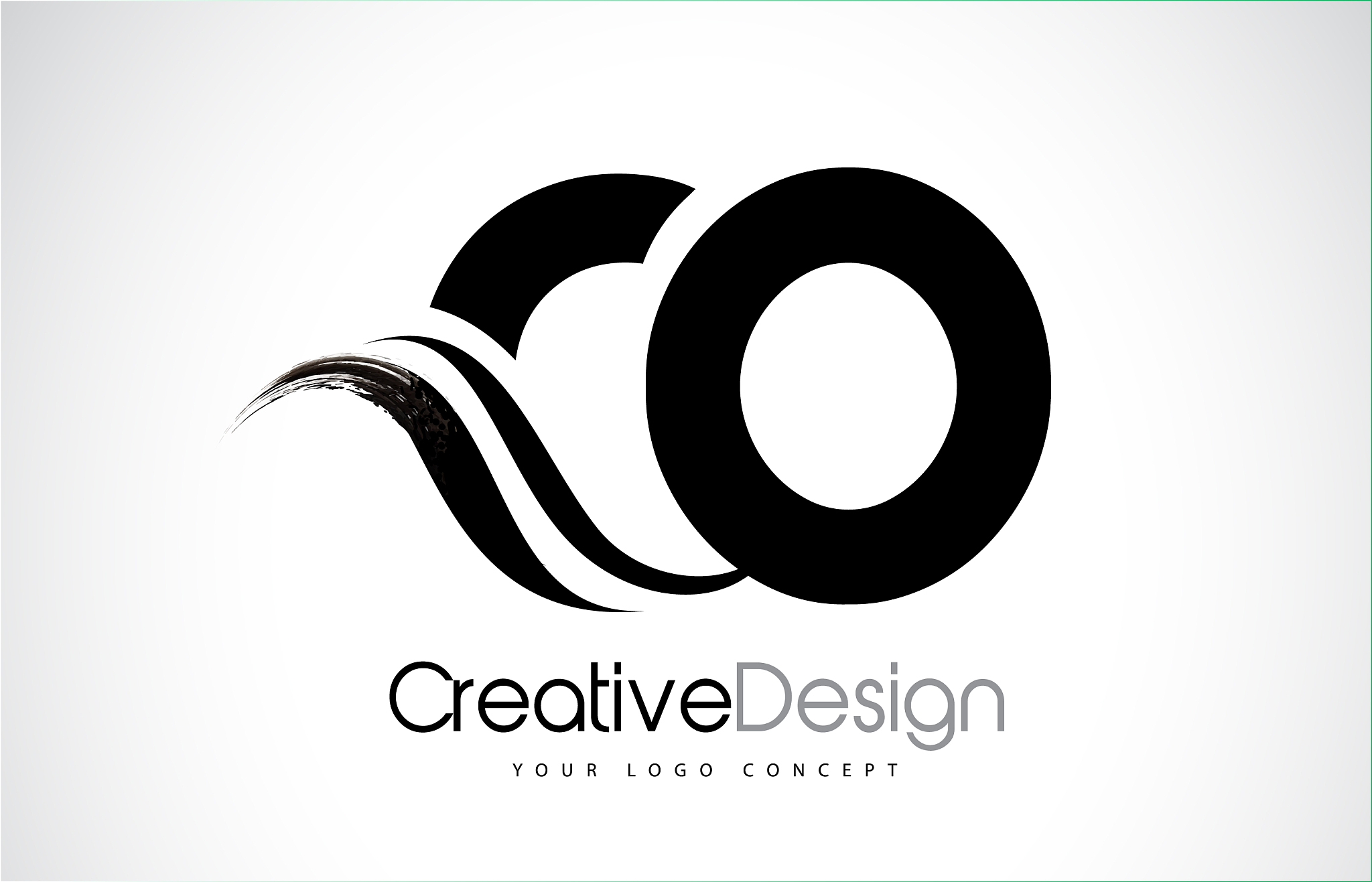 co c o creative brush black letters design with