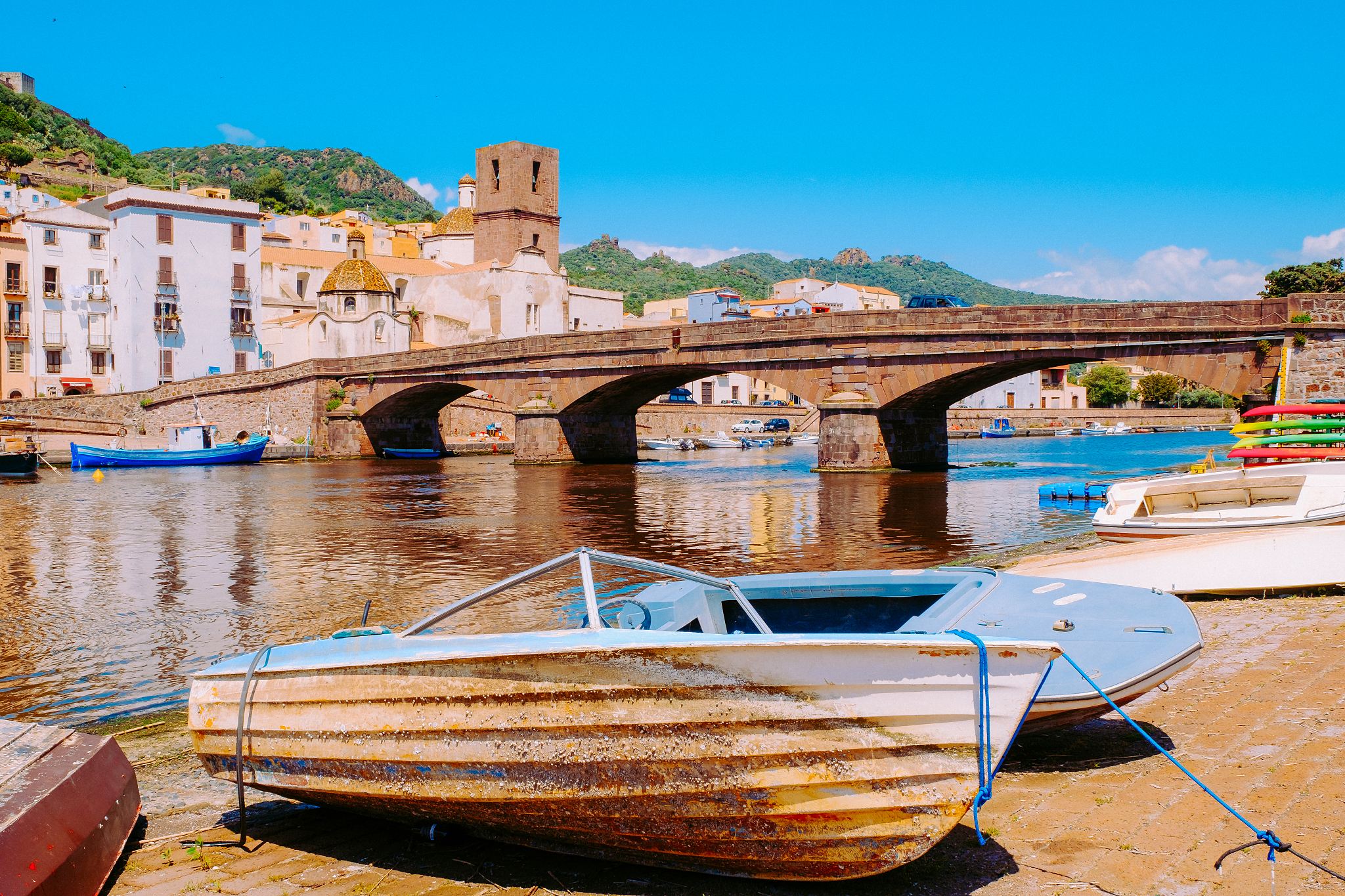 village of bosa, sardinia, italy.