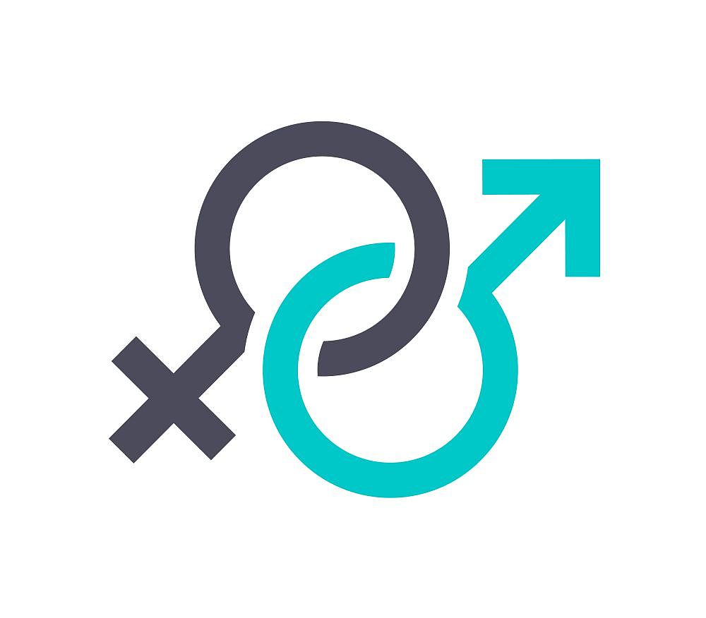 male and female, gray turquoise icon on a white background. new 