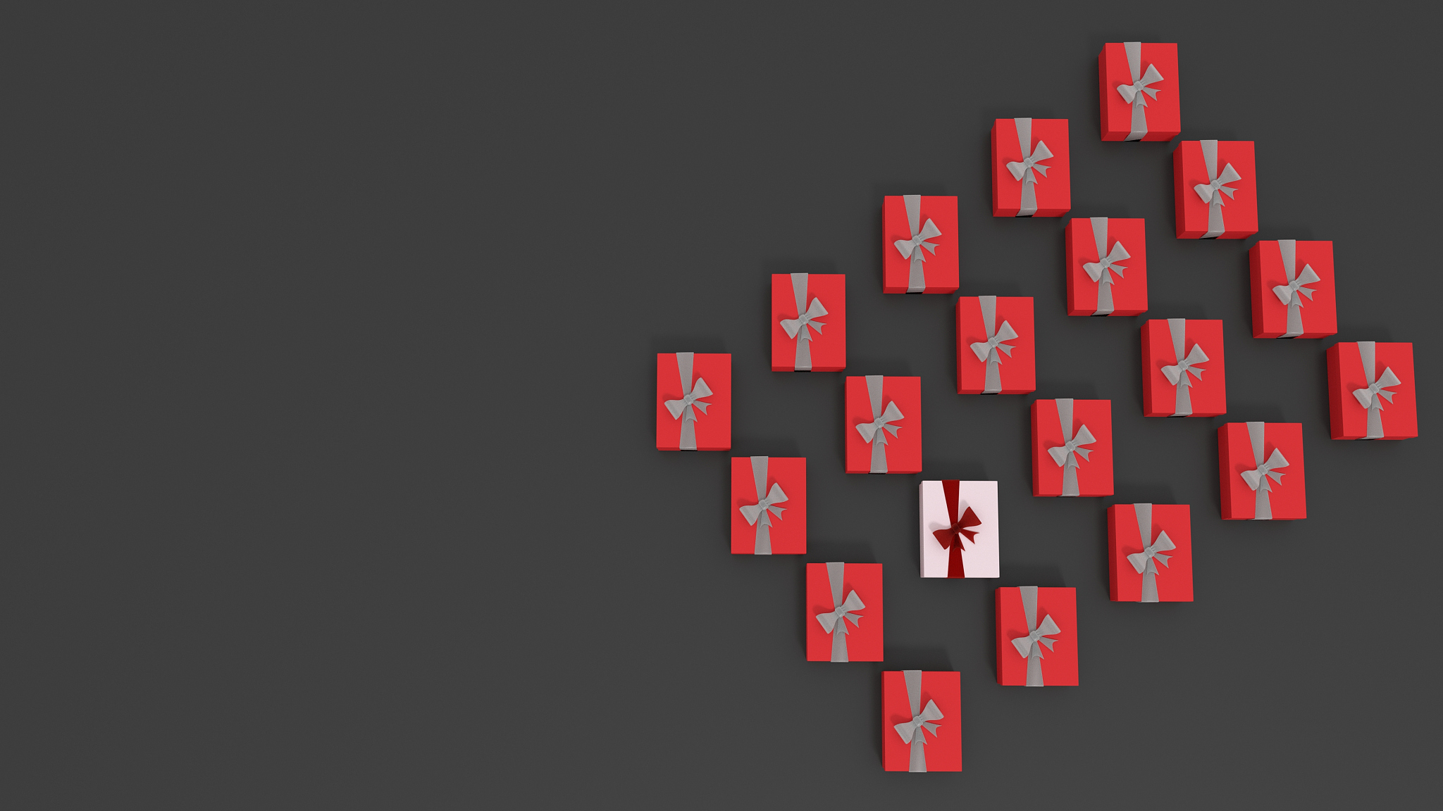 red christmas gift boxes 3d render