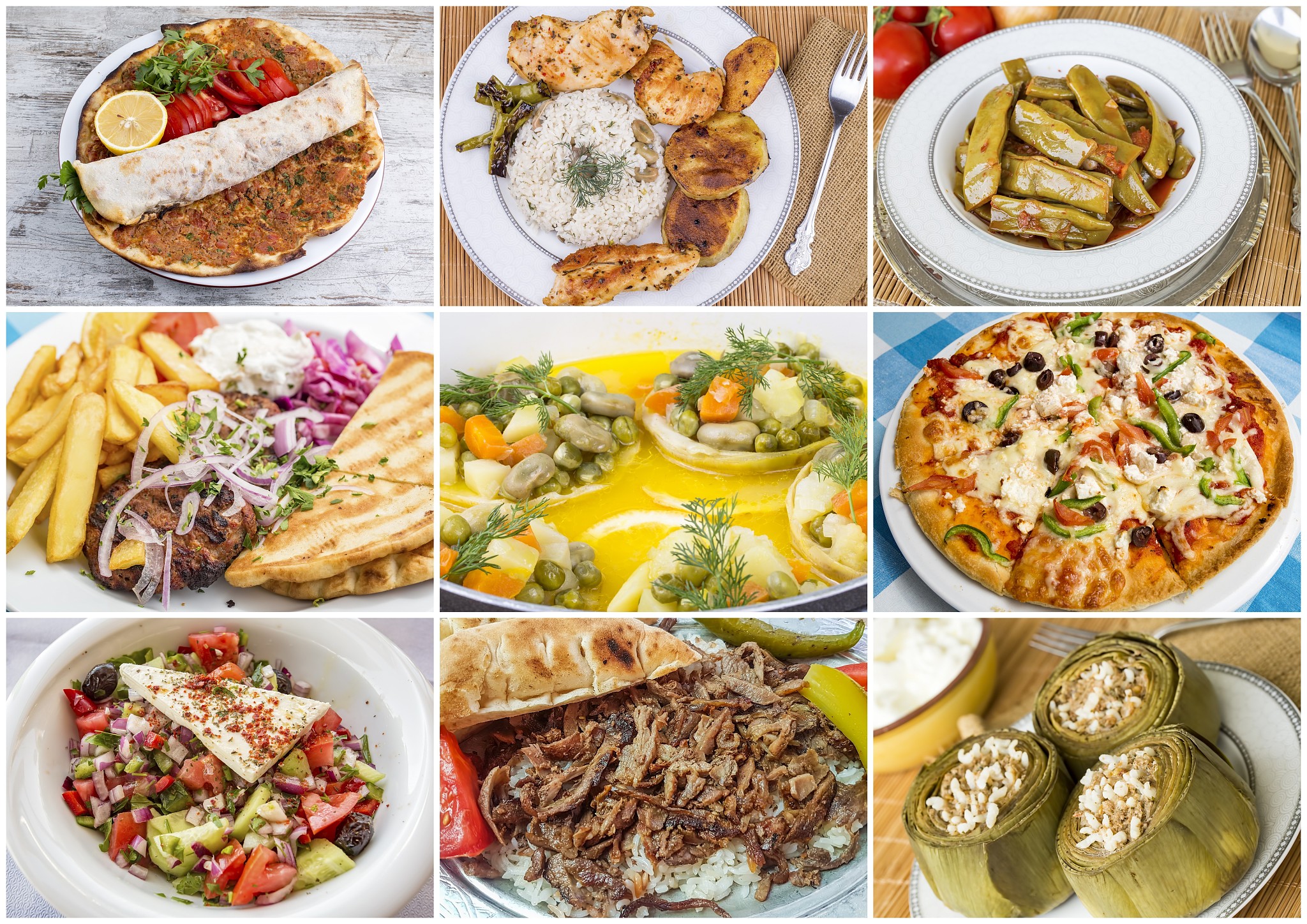 traditional delicious different turkish foods collage. rich menu