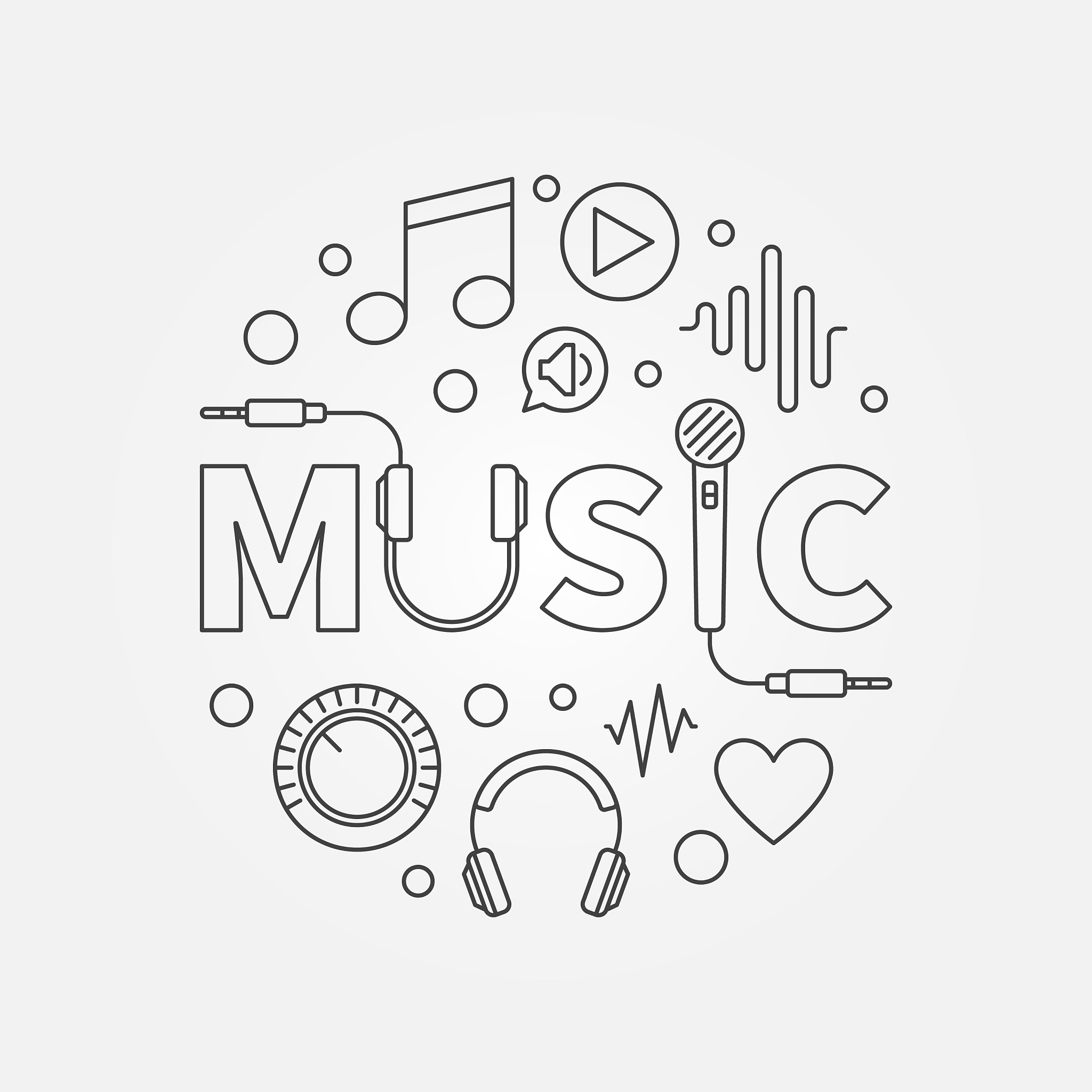 music modern round in outline