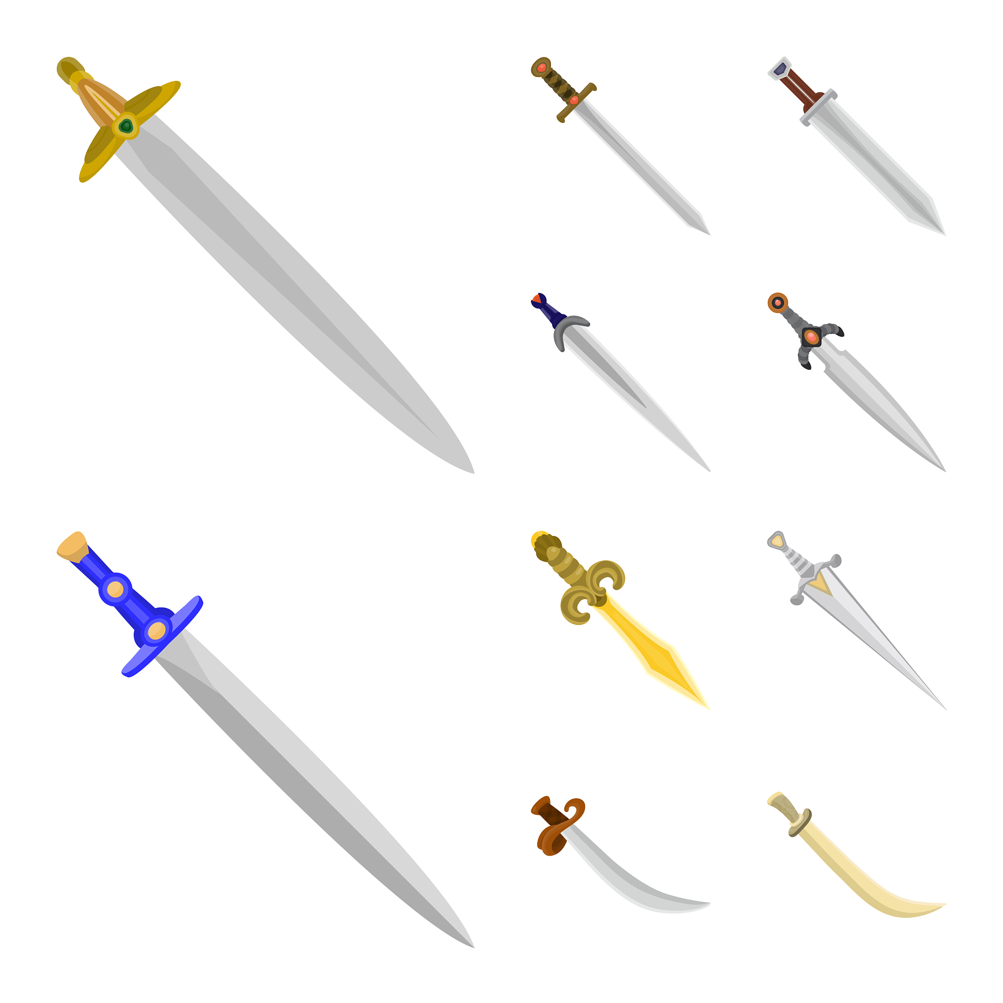 sword and dagger sign set