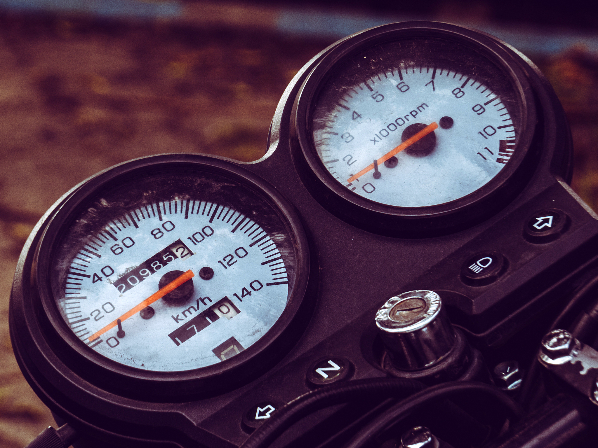 close-up of speedometer