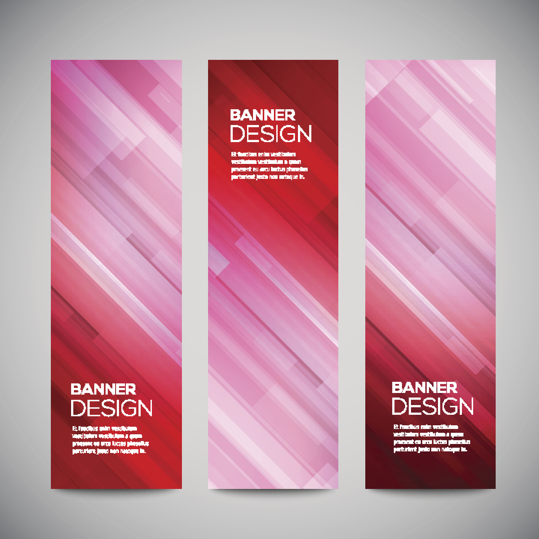 red low poly vector vertical banners with polygonal abstract lin