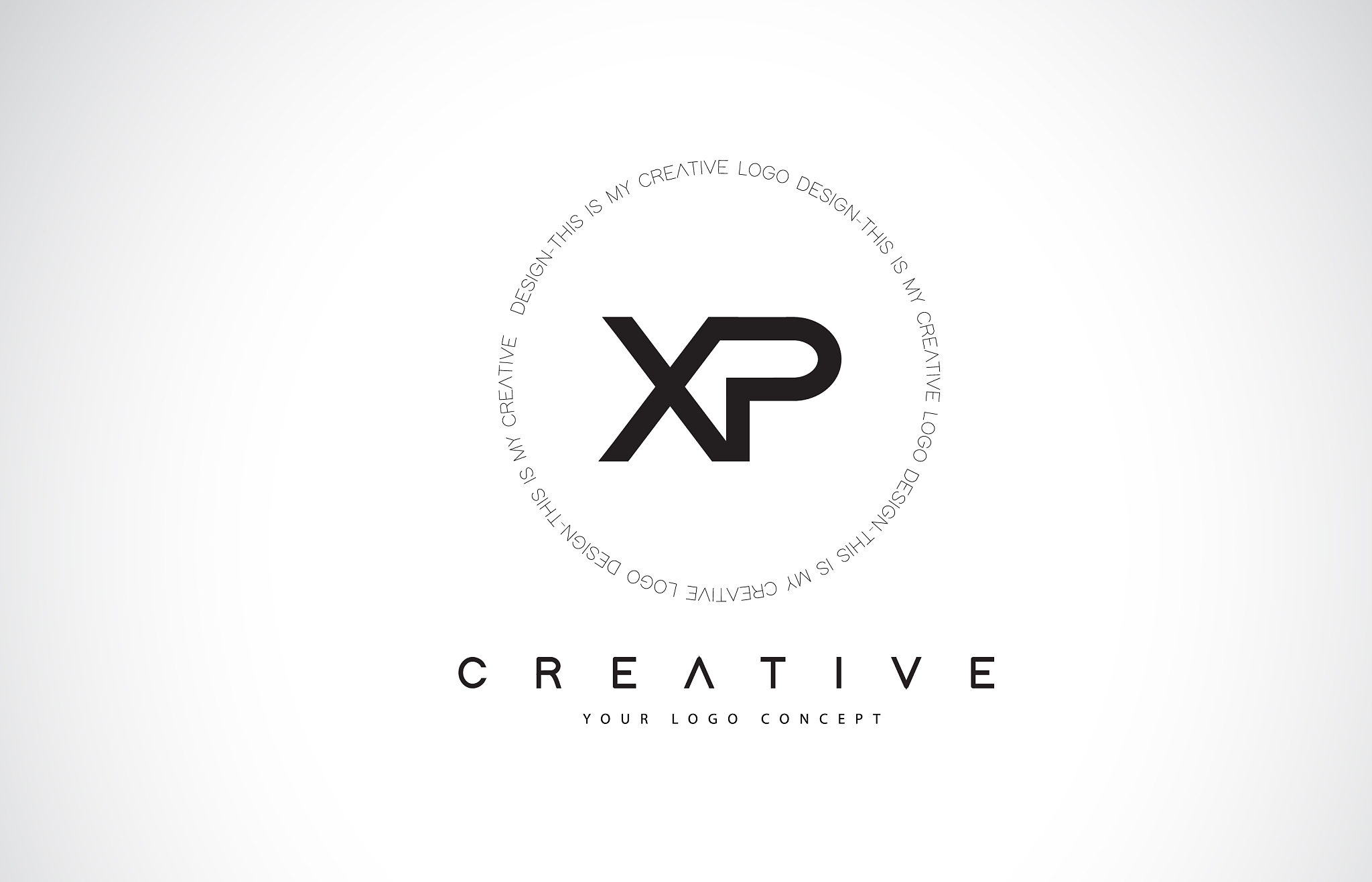 xp x p logo design with black and white creative