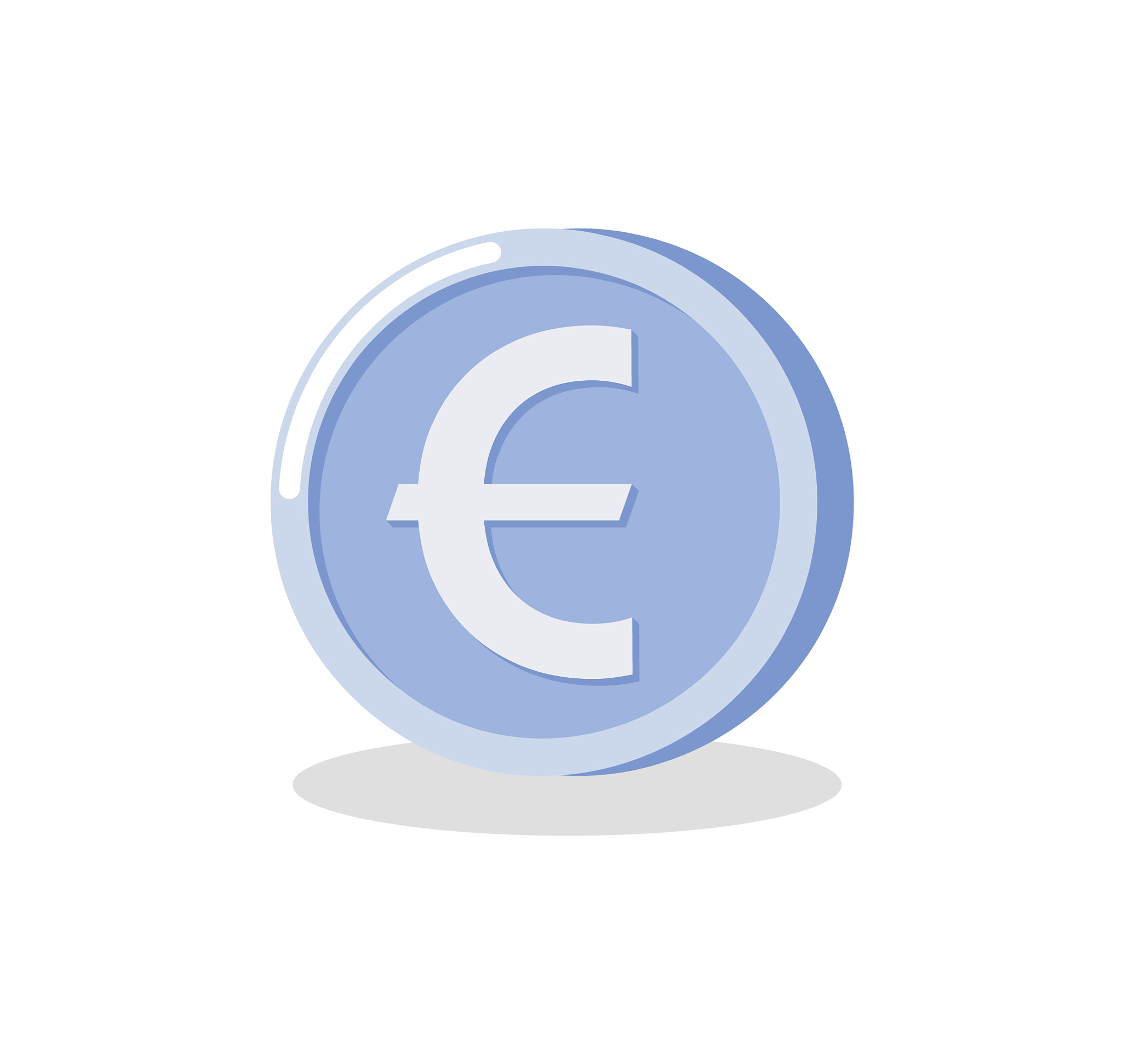 round silver money euro coin banking