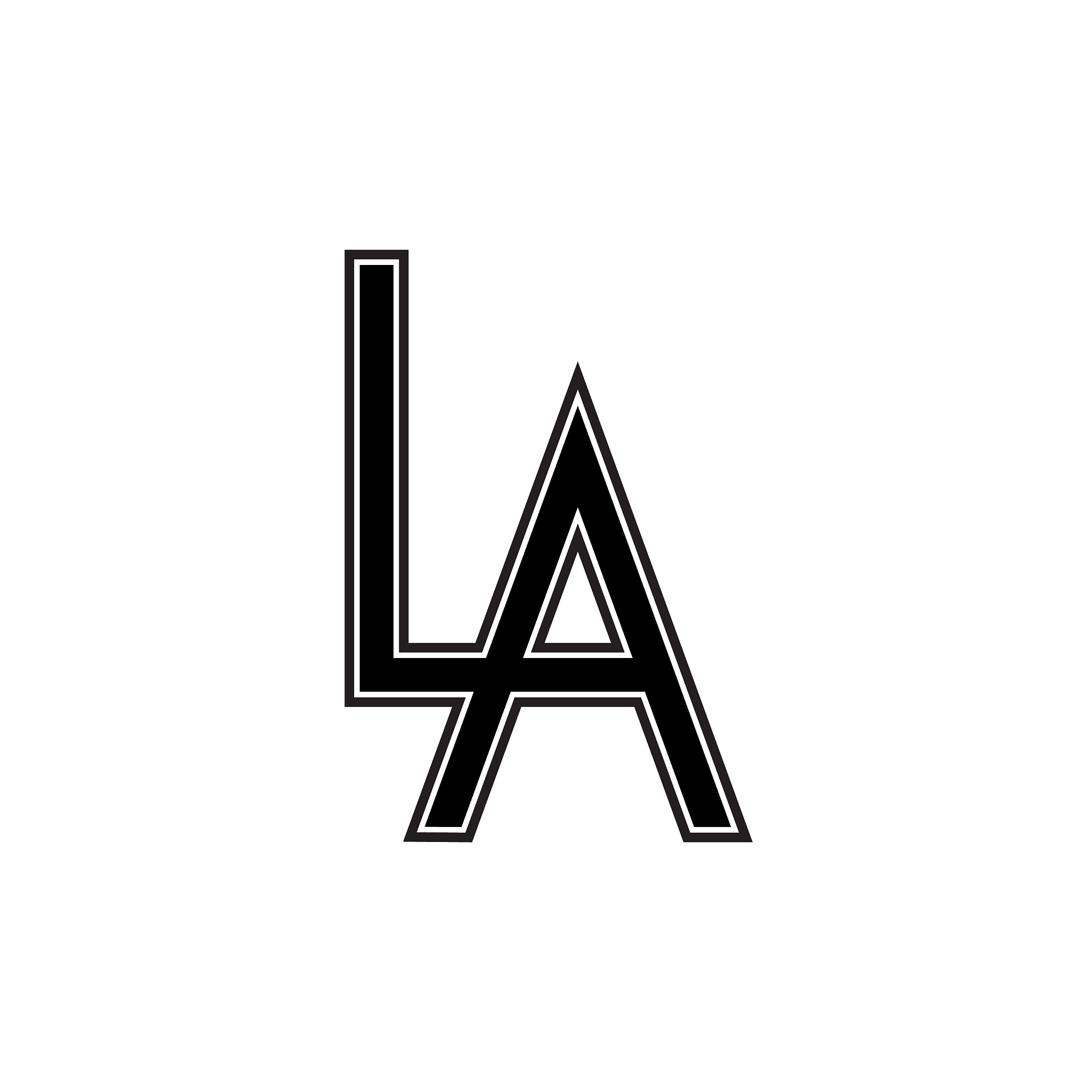 black and white letter la initial logo icon