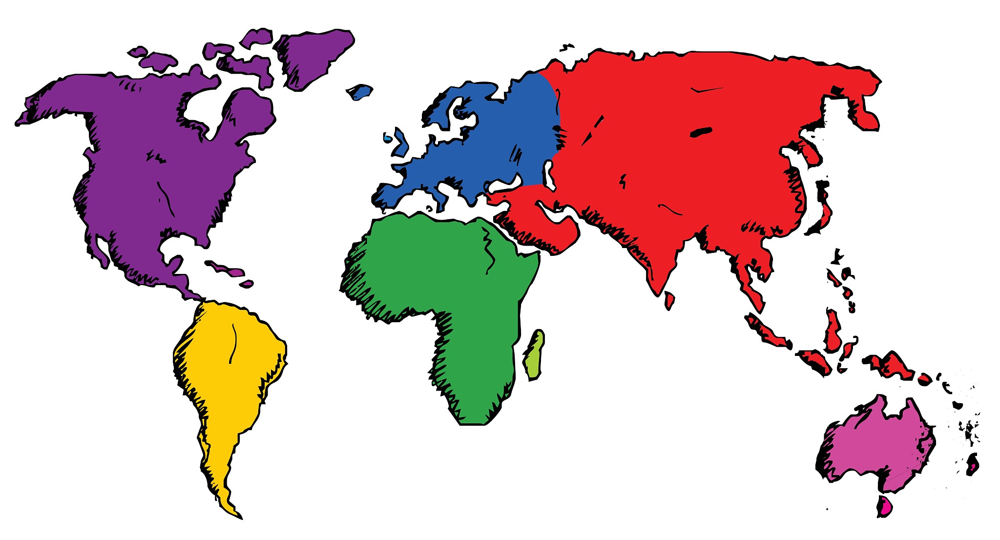 hand drawn world map