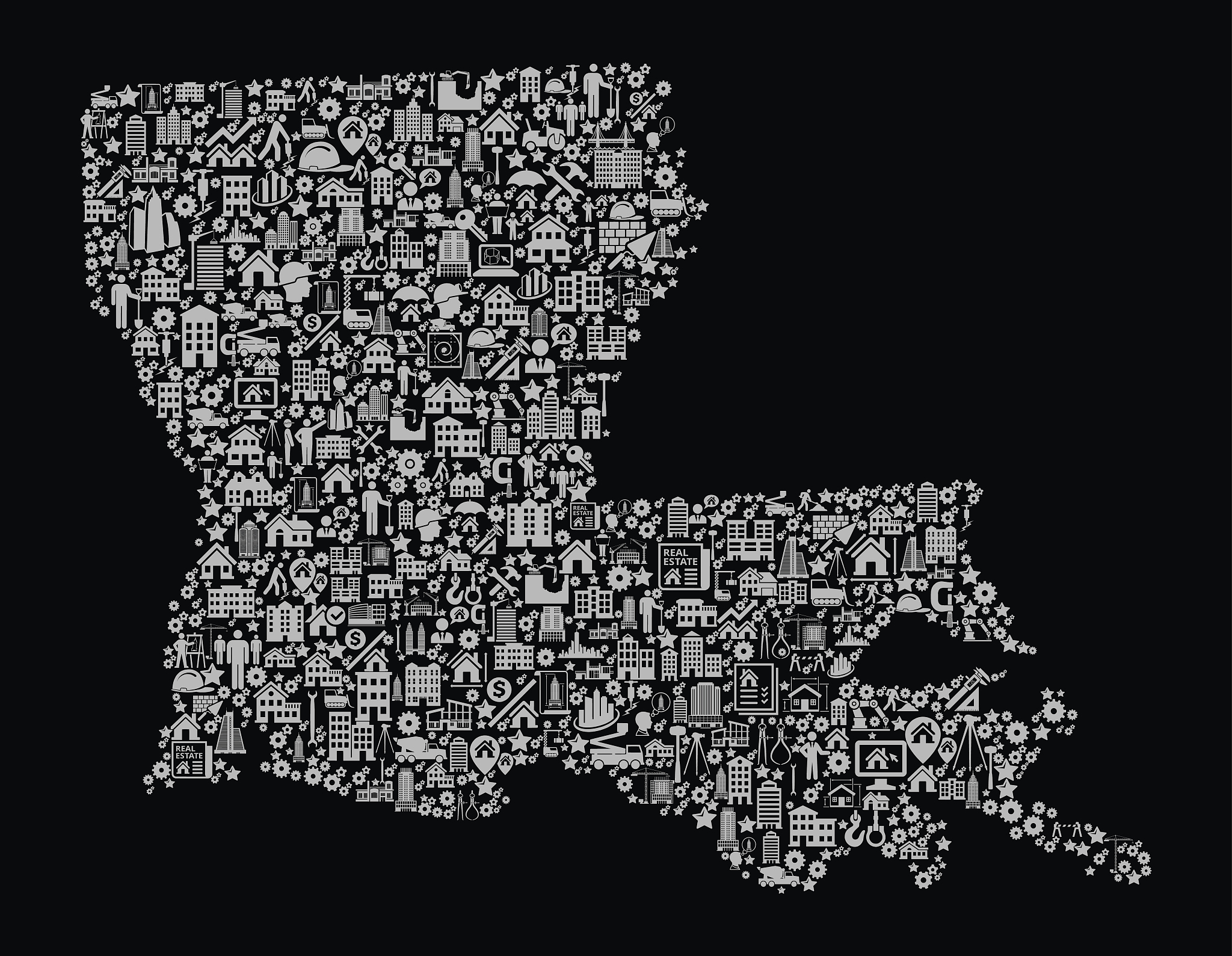 louisiana construction industry vector icon pattern