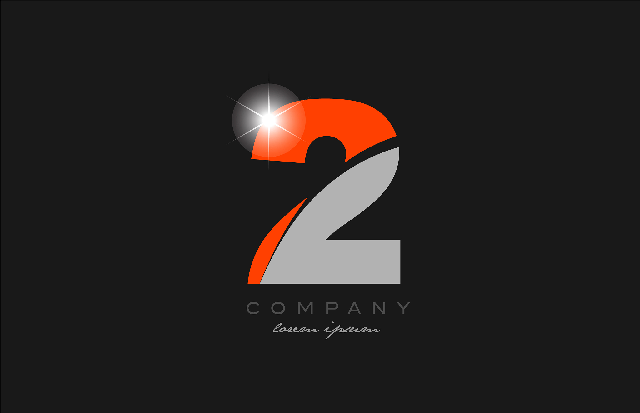 number 2 in grey orange color for logo icon design