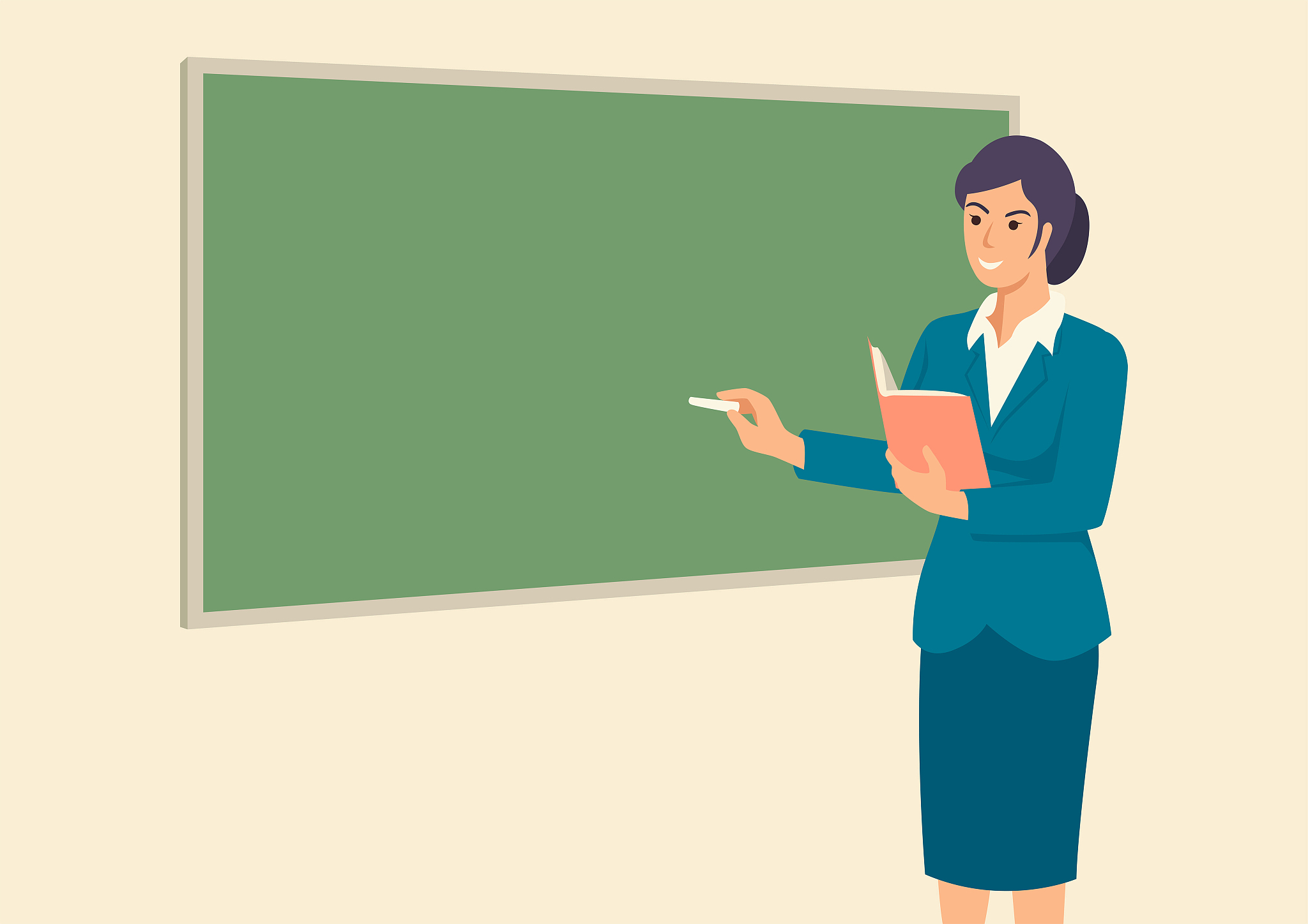 teacher teaching in front of the class room
