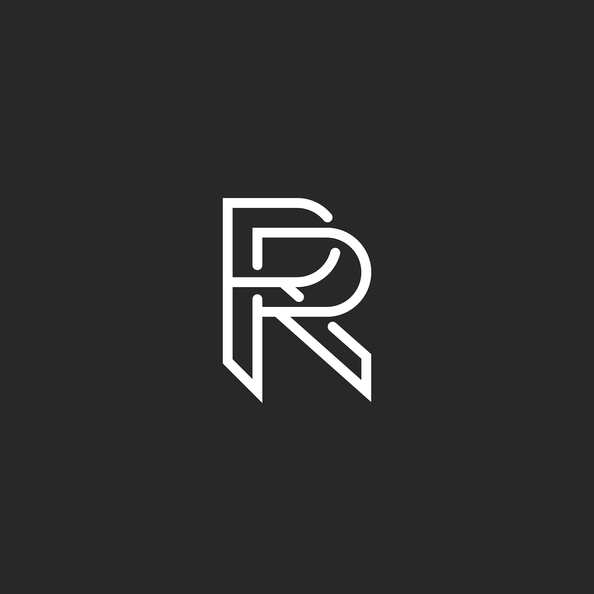 letter r logo monogram mockup hipster black and