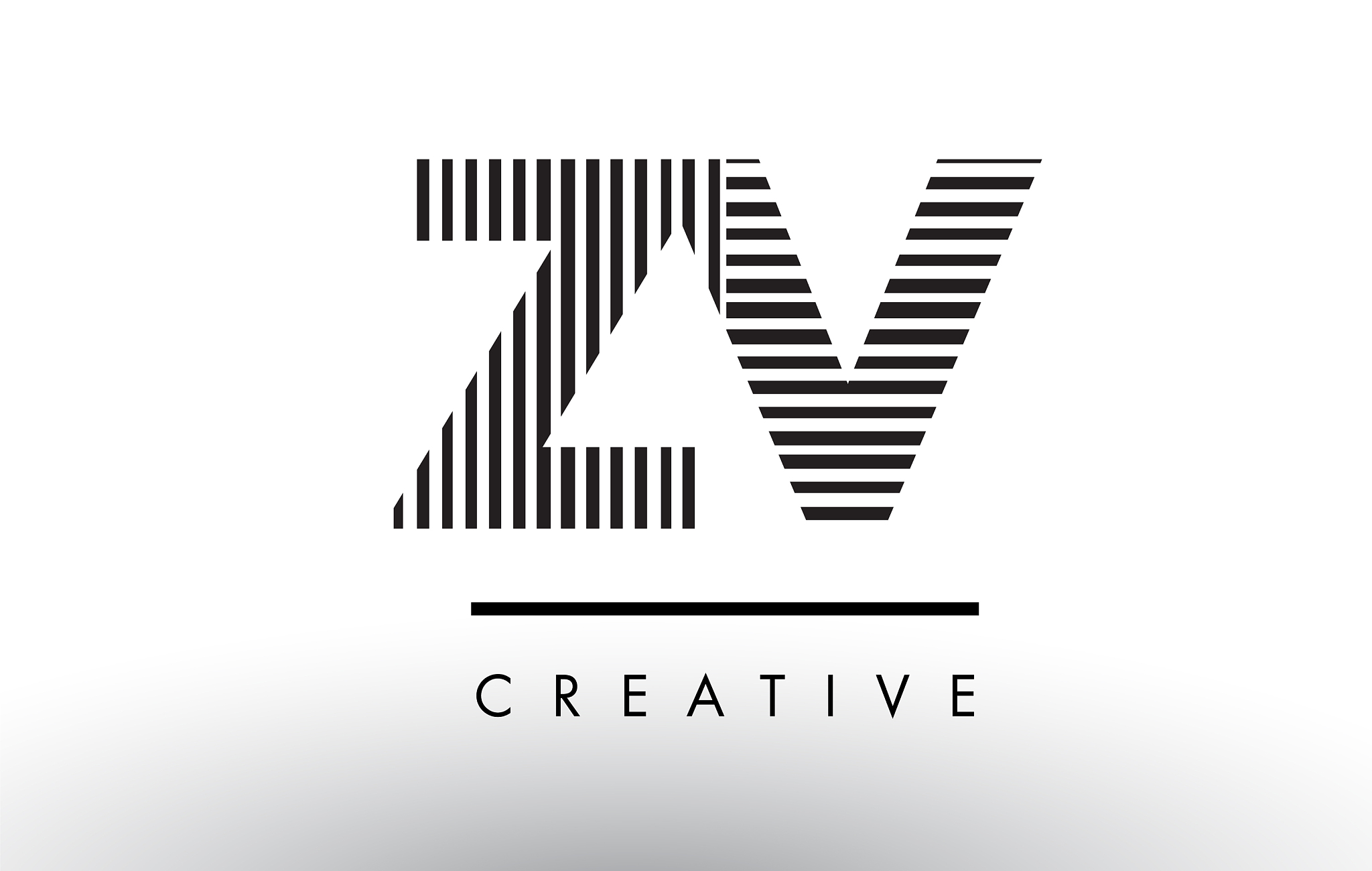 zv z v black and white lines letter logo design