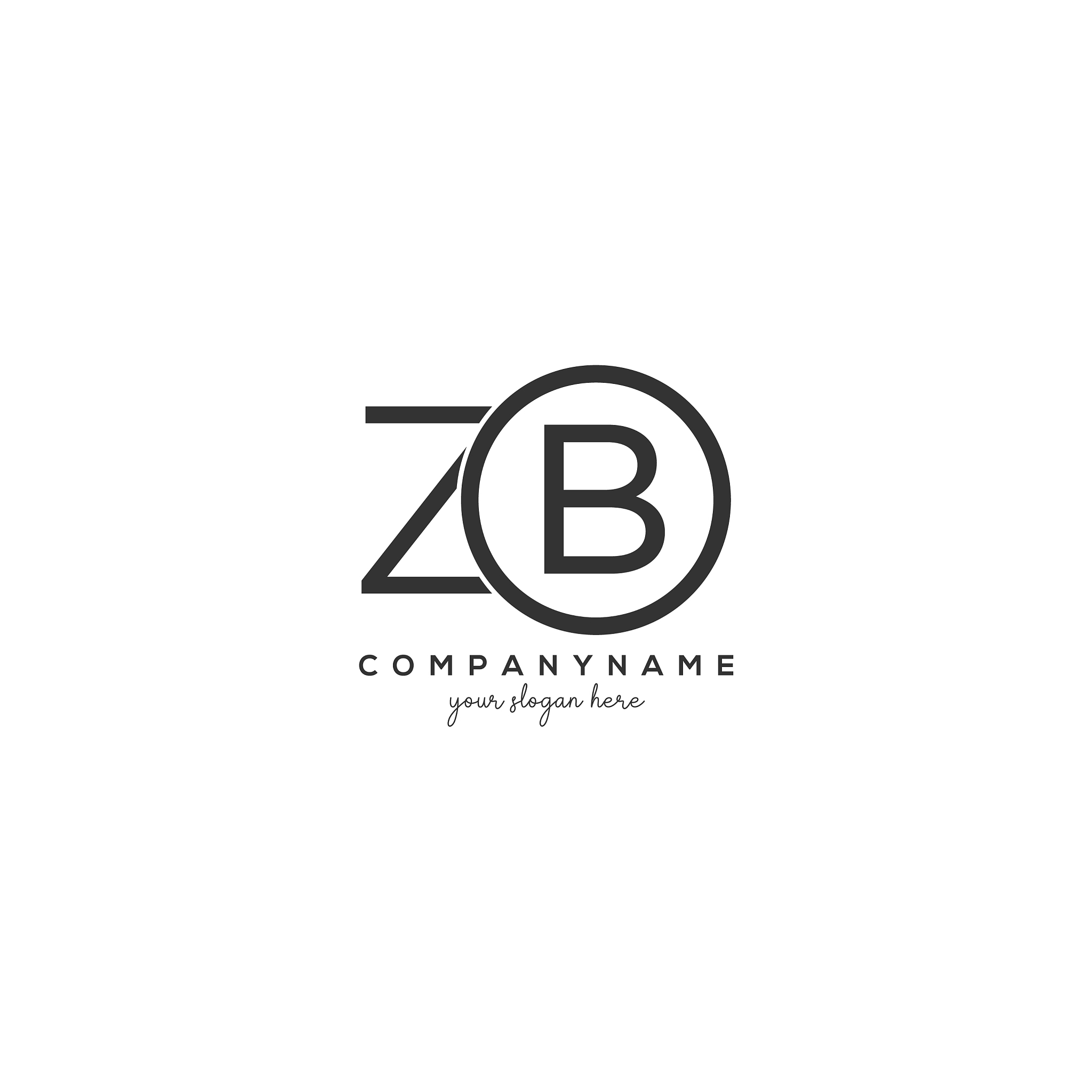 initial zb letter logo with circle template