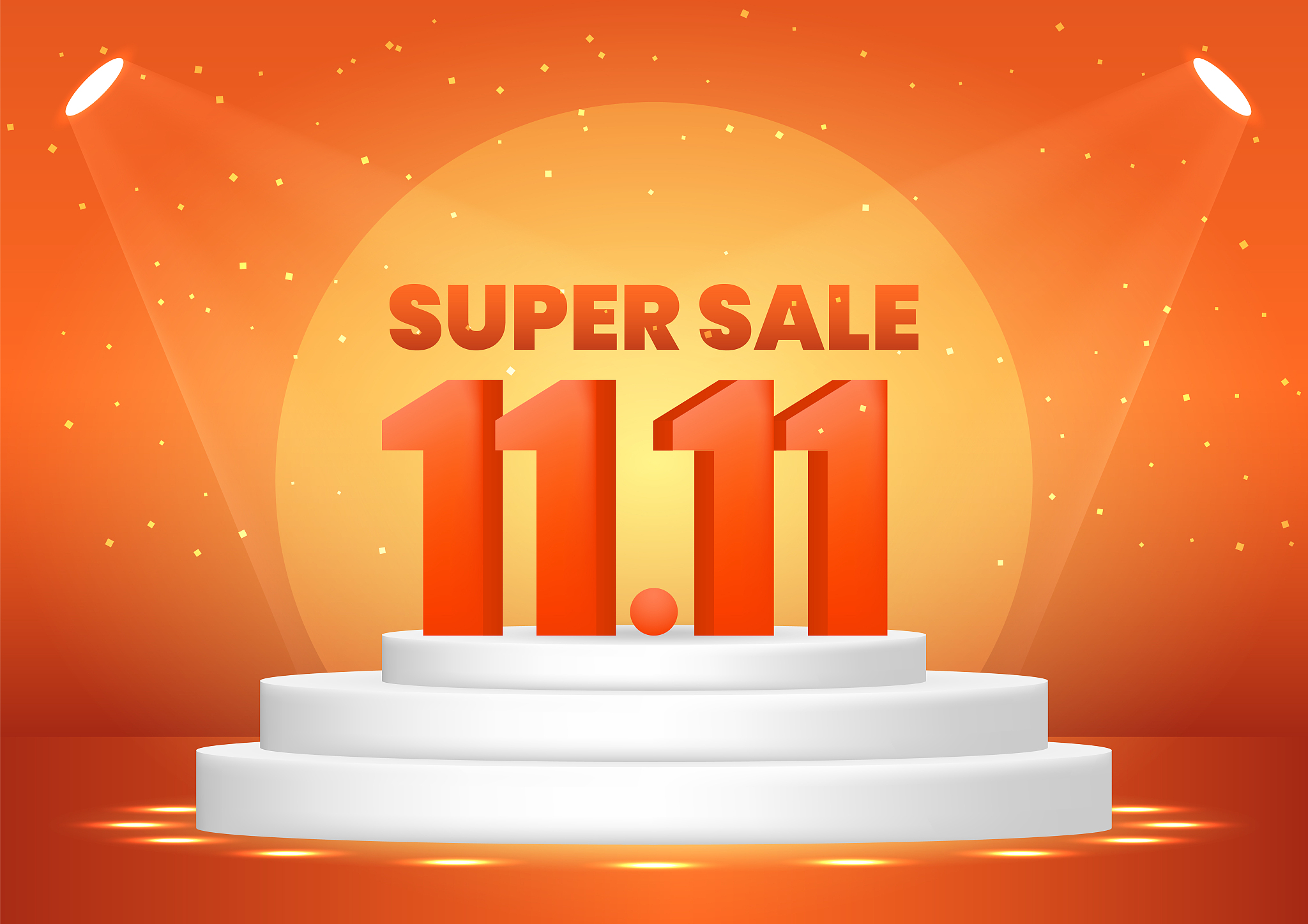 november 11 super sale shopping day on pedestal web banner